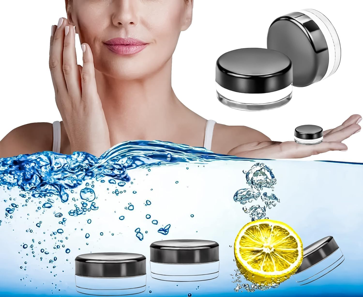 LH 100 Pcs 3G Empty Plastic Containers with Lids,Tiny Makeup Sample Containers Small Pot Jars Clear round Cosmetic Jars with 20 Pcs Mini Spatulas for Liquid Sample Powder Creams (Black Lid) image number 5