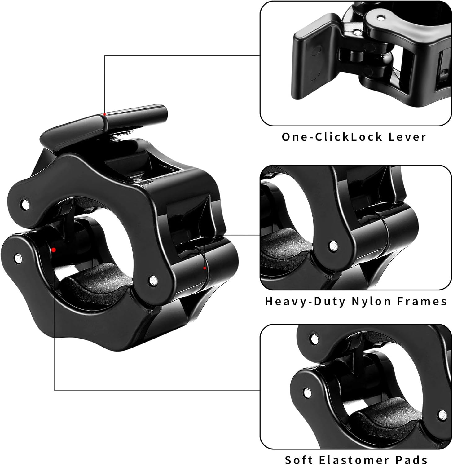 Pack of 4 Dumbbell Clasps, 30 Mm Barbell Clamps Collar Clips Locking Quick Release for Workout Weightlifting image number 1