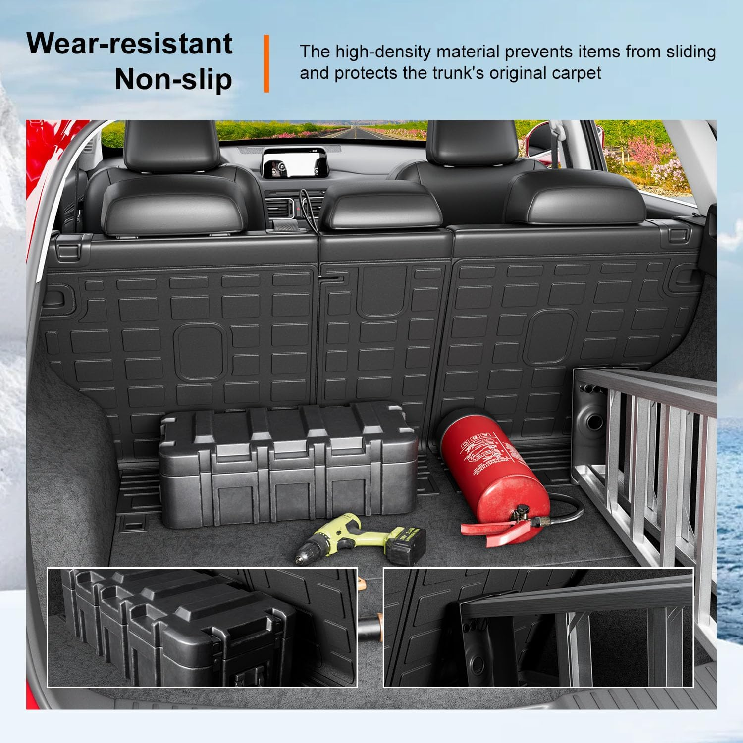 Powoq Backrest Mat Compatible with 2017-2025 Mazda CX-5 Cargo Liner Back Seat Protector Replacement for 2017-2019 2020 2021 2022 2023 2024 2025 Mazda CX-5 Accessories(Fit 2017-2024, Rear Backrest Mat) image number 2