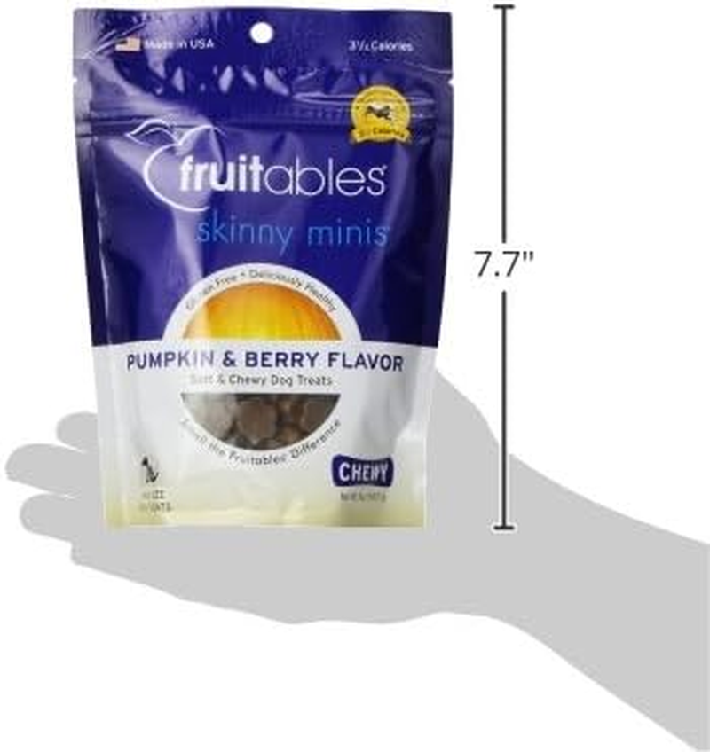 Fruitables Skinny Mini Dog Treats, Healthy Pumpkin Treat for Dogs, Low Calorie & Delicious, Puppy Training, Free of Wheat, Corn and Soy, Made in the USA, Pumpkin and Berry Flavor, 5Oz image number 1
