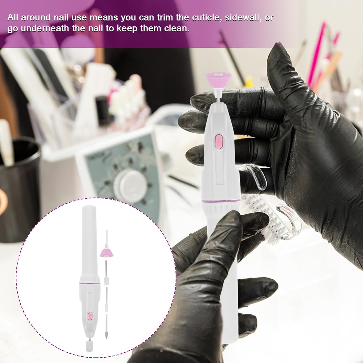 CLISPEED Electric Nail Polishing Machine Portable Manicure Polisher for Diy Nail Art for Home Salon Use without Battery image number 6