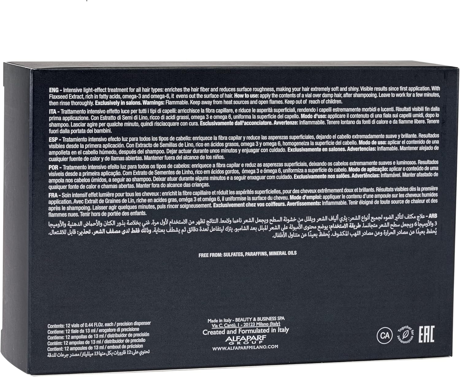 Alfaparf Milano Semi Di Lino Sublime Essential Oil - Enriched with Flaxseed Extract and Fatty Acids - Citrus Floral Fragrance - 12 X 0.44 Oz image number 1