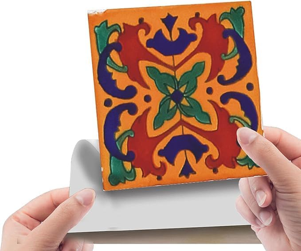 Tile Stickers, 24PCS Retro Decorative Peel and Stick Moroccan Self Adhesive Tile, Waterproof Oil-Proof Kitchen Backsplash Stickers for Bathroom (Type 3, 20 X 20Cm) image number 7