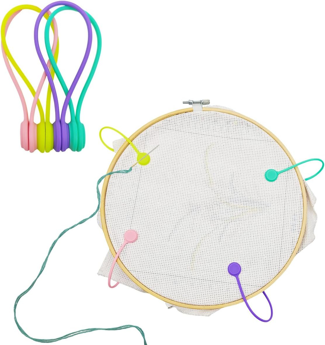 4 Pcs Needle Minders Magnetic Cross Stitch Fabric Clips, Macron Color Magnetic Needle Minder, Perfect Cross-Stitch Embroidery and Needlework Accessories, Ideal Gift for Craft Enthusiasts image number 2