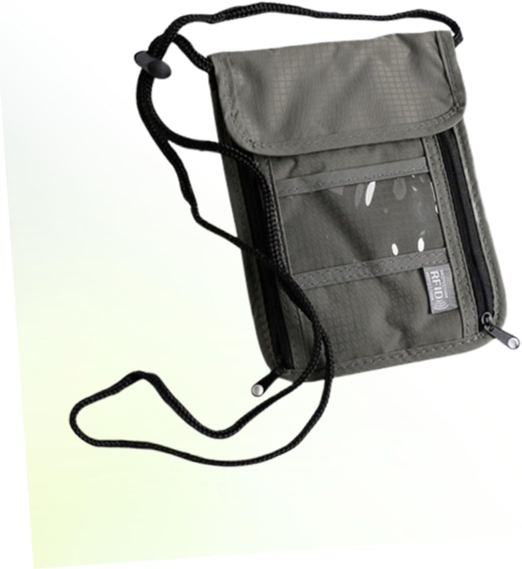 Jojofuny Multi-Function Passport Holder Wallet -Blocking Shoulder Bag Travel Accessory Neck Hanging Bag Credit Card Organizer Grey image number 4
