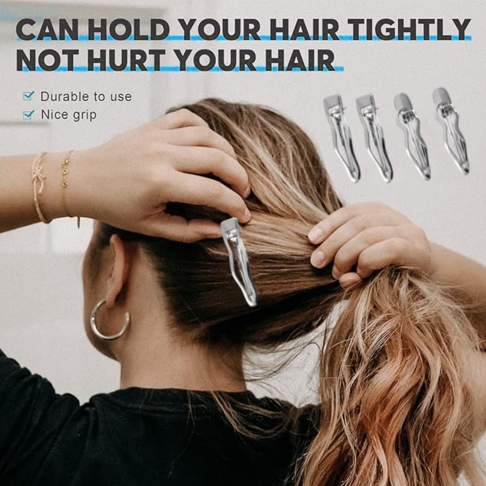 4Pcs Wave Hair Clips,Hairclips,2.44 in Silver Wavy Alligator Hair Clips,Duckbill Hair Pins,Small Hairclip Bangs,Cute Hair Barrettes for Women Girls Thick & Thin Hair Styling Headdress,Accessories image number 4