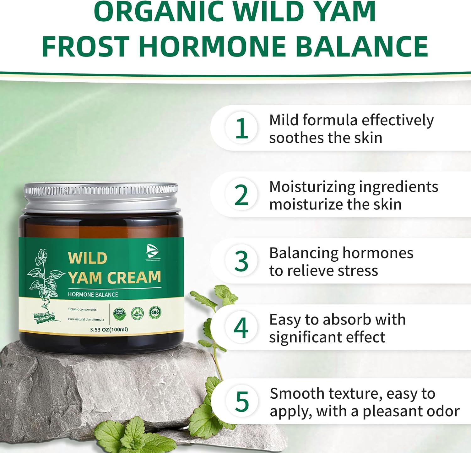 Organic Wild Yam Cream, Wild Yam Cream for Hormone Balance, Natural Night Sweats Cream for Man & Women (1PC) image number 2