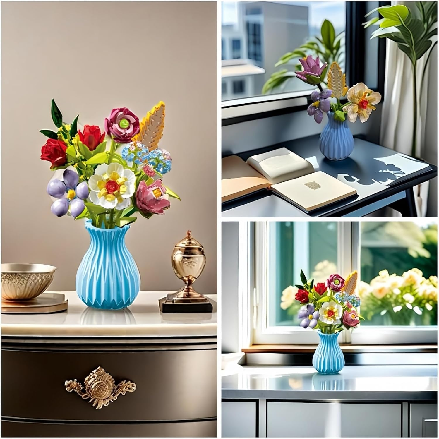 TANSAR Bouquet Kit with Vase, 691 Pieces Flower Building Blocks, Flower Bouquet Botanical Collection for Adults, Women, Office and Home Decoration, Gifts for Mother'S Day, Valentine'S Day, Birthday image number 4