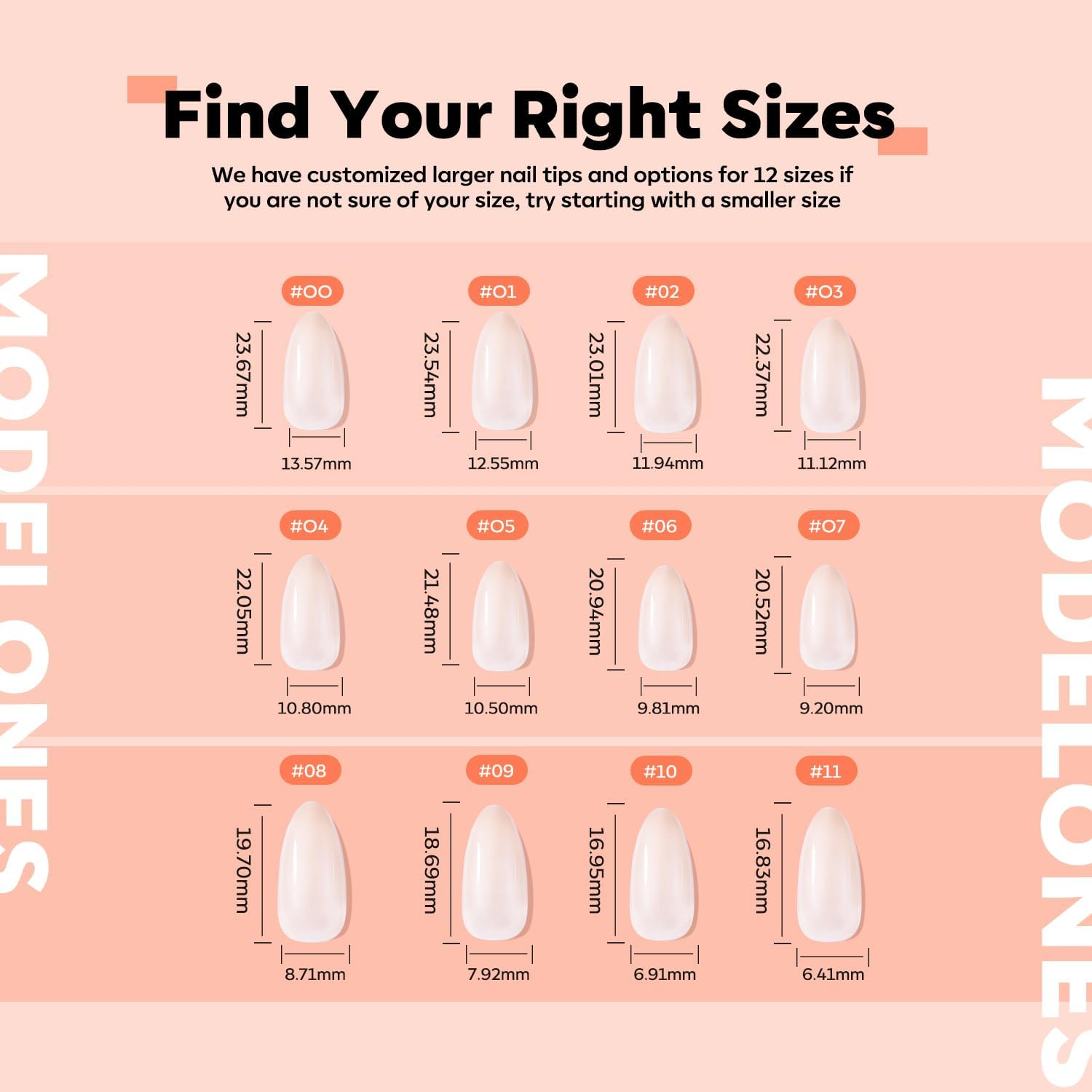 Modelones Press on Short Almond Nails, Donut Reusable Kit with Glue Adhesive Tabs, Mini File, 24 Fake Pieces 12 Sizes, DIY Home Salon, White Pearl Glitter image number 4