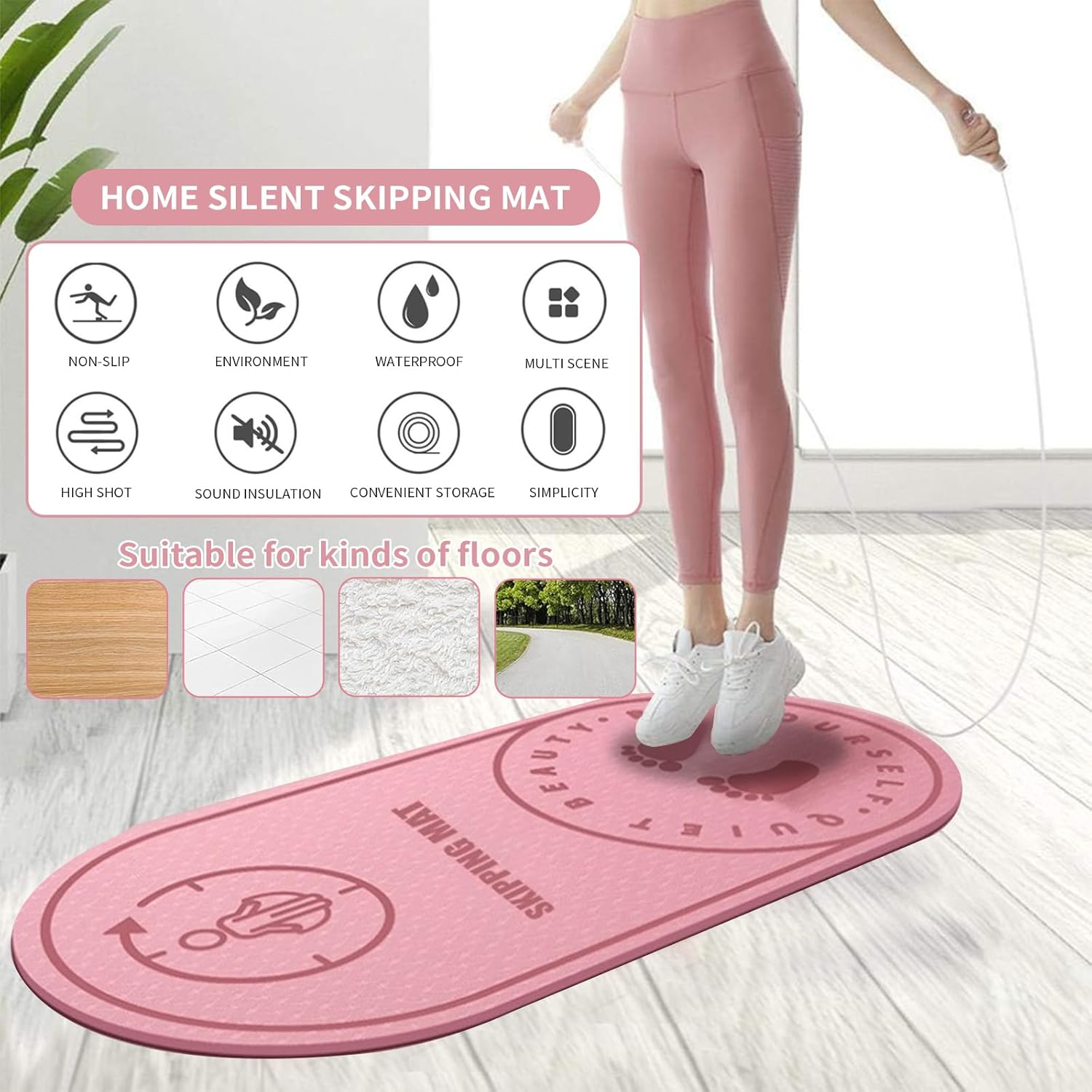 Jump Rope Mat, Shock Absorption Skipping Mat, Non-Slip Exercise Mat for Indoor Outdoor, Larger Fitness Pad, Professional Yoga Mat, Shock Absorption Rug for Sport, Durable Workout Jump Rope Pad image number 5