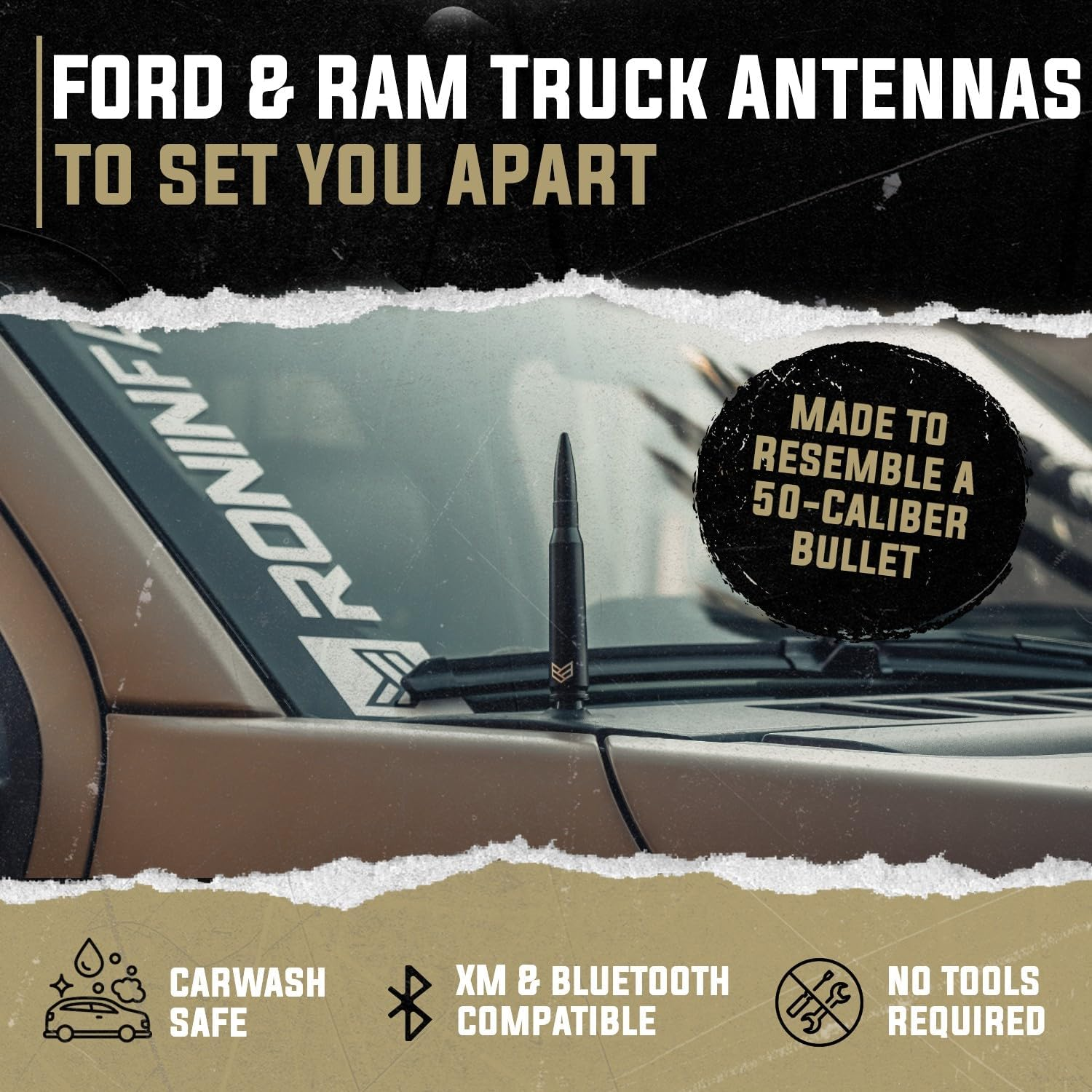 Ronin Factory Antenna for Ford F150 F250 F350 Ford Raptor Bronco Accessories Truck F-150 Accessories & Dodge RAM 1500 anti Theft Short Replacement Antenna (Smartlock) image number 4