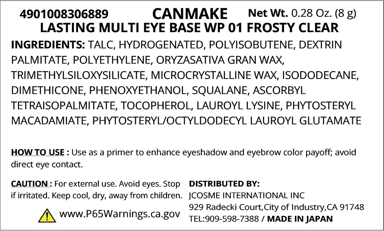 CANMAKE Lasting Multi Eye-Makeup Base Water Proof No. 01, 1 Ounce - [01] Frosty Clear image number 3