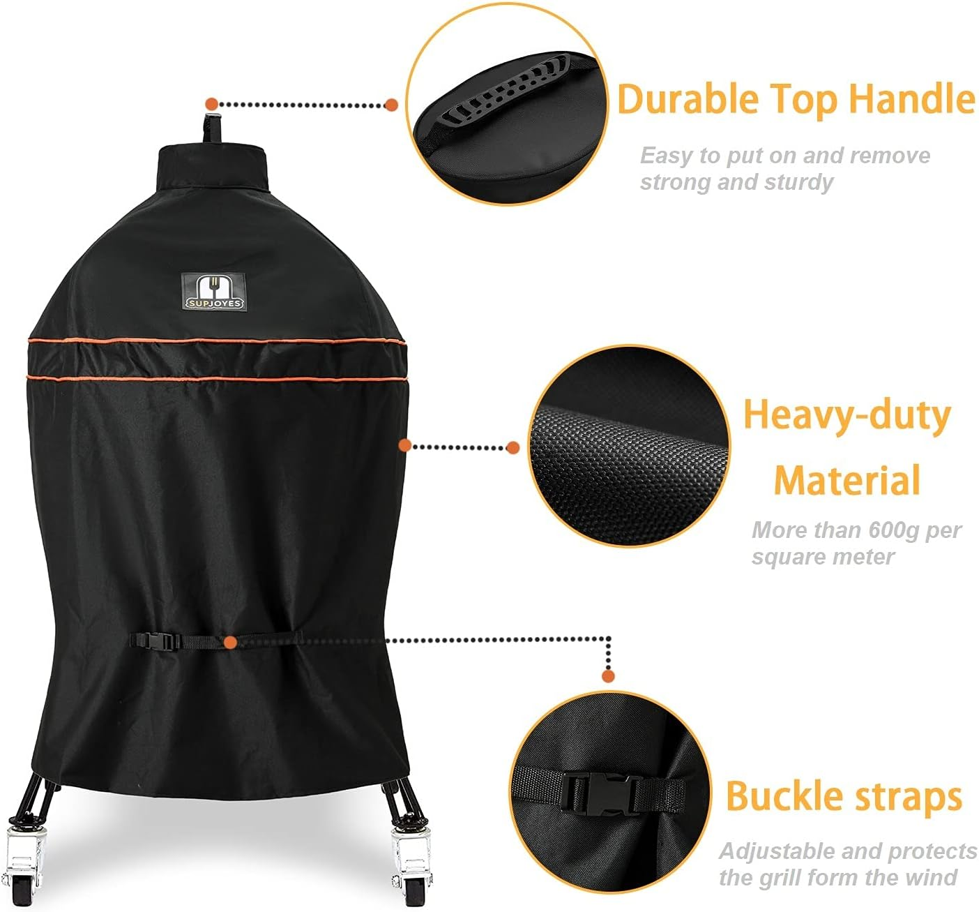 SUPJOYES Kamado Grill Cover for Kamado Joe Classic Charcoal Grills, Waterproof Heavy Duty Kamado Joe Grill Acccessories image number 1