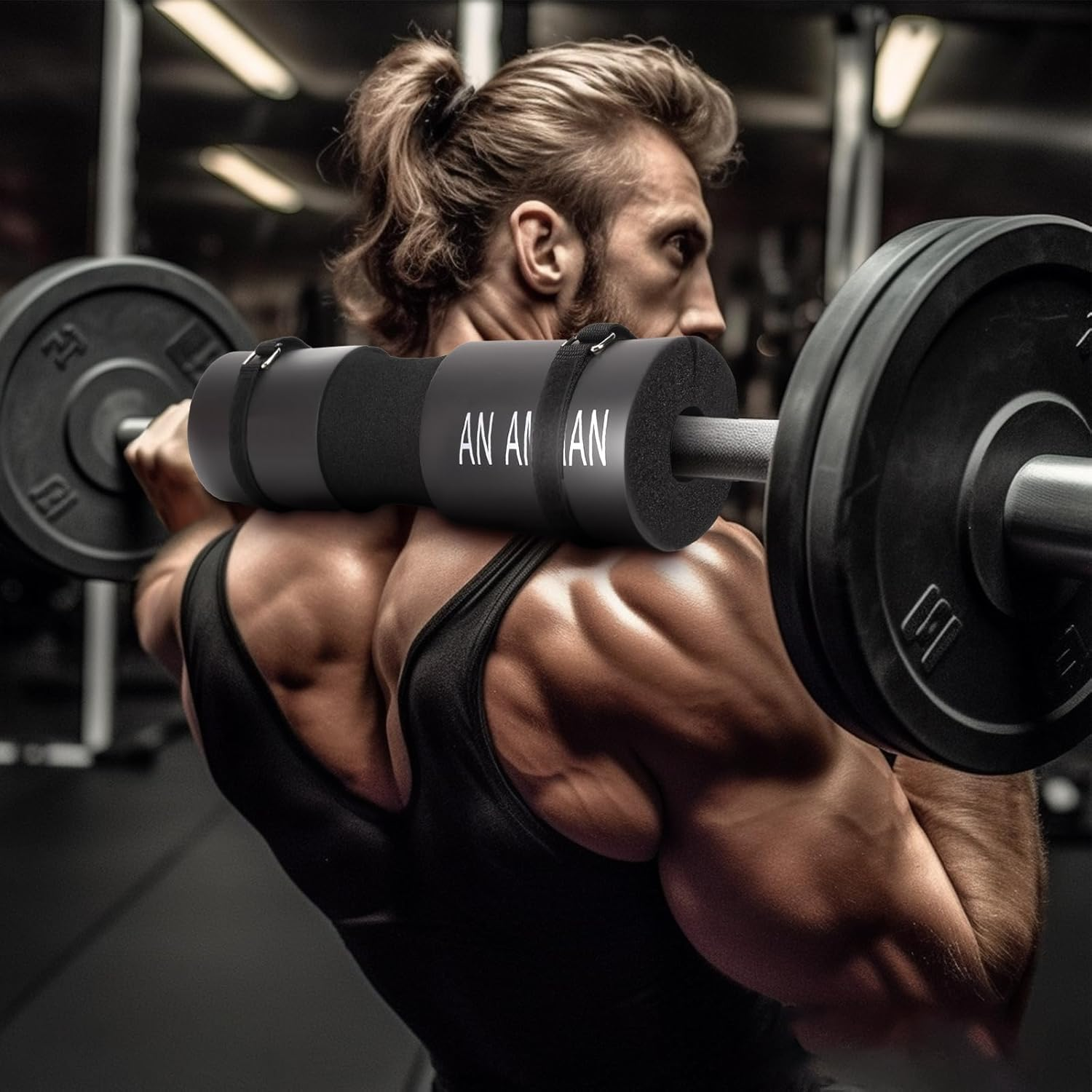 Barbell Pad for Squat, Hip Thrust - Perfect for Gym Workout Smith Machine Thruster Weightlifting - Relieves Neck and Shoulder Pain - Thick Foam Cushion AM001PT - Blue Marble Pattern image number 5