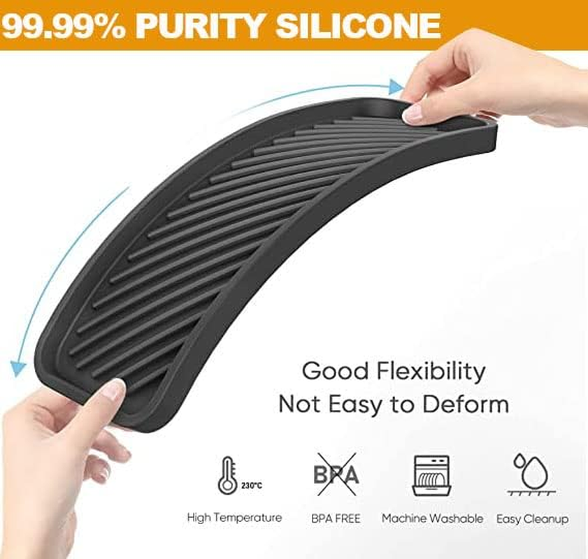 2 Pack Thick Silicone Sponge Holder Kitchen Silicone Soap Tray Sink Tray Bathroom Sink Organizer for Sponge Dish Caddy Dispenser Scrubber Spoon Holder and Other Dishwashing Accessories (Black) image number 1