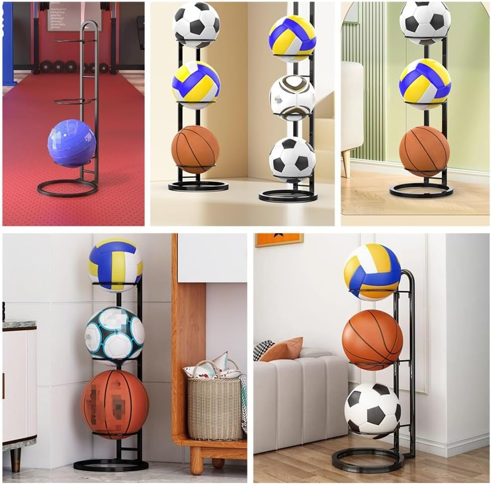 Changyeah 1PC 3-Tier Basketball Ball Storage Rack Holder,Ball Storage,Removable Home Cube Frame Ball Stand Storage,Freestanding Garage Sports Equipment Organizer Indoor Display Stand image number 1
