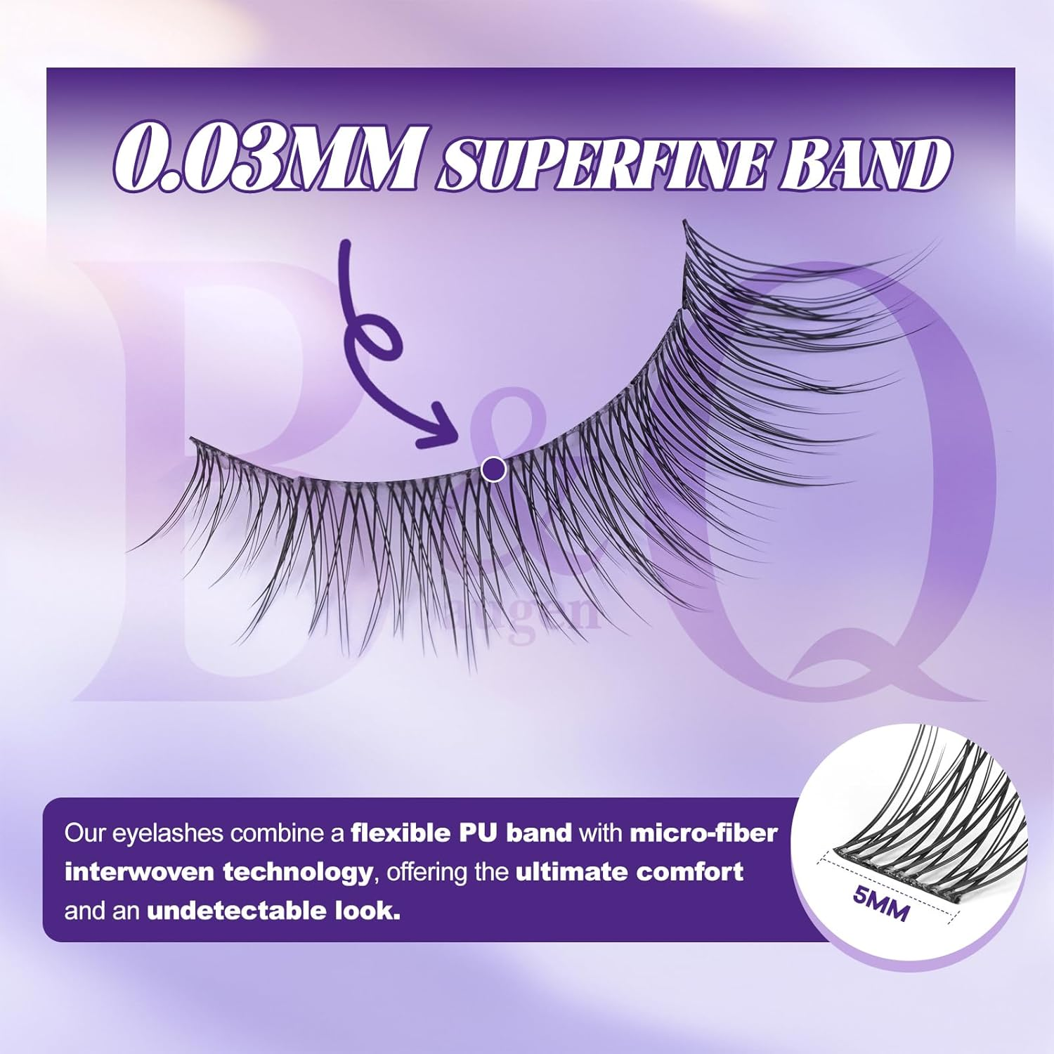 B&Q Natural Lash Clusters 144PCS DIY Cluster Lashes C Curl 8-16Mm 0.03Mm Thin Band Eyelash Clusters Cruelty Free & Easy Apply Wispy Lash Cluster Soft Lashes for Daily Look (Natural 02) image number 3