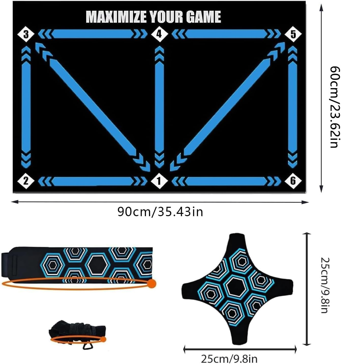 Football Footstep Training Mat, Soccer Training Mat with Adjustable Solo Soccer Trainer Belt,Non-Slip Silent Equipment for All Ages to Improve Speed, Strength and Coordination image number 2