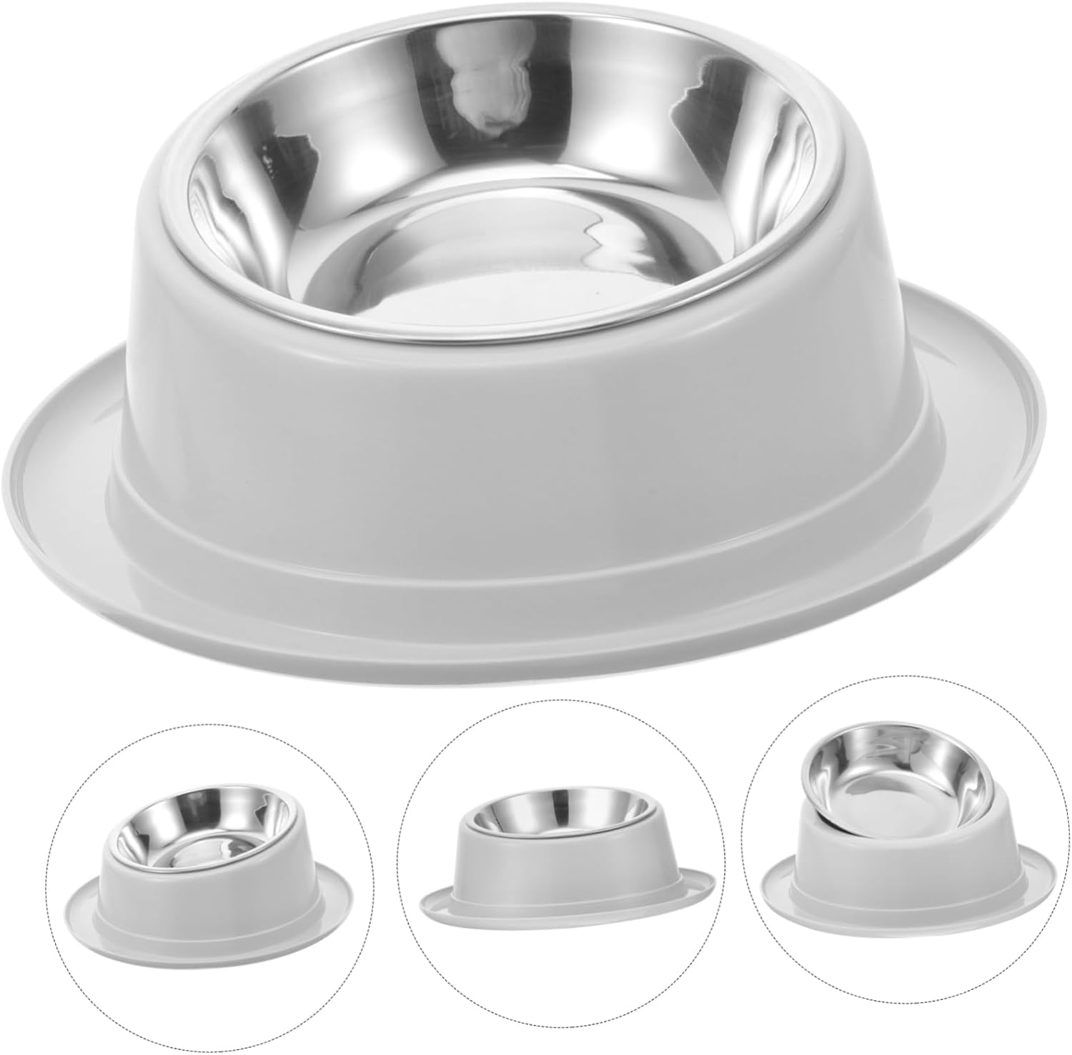 SUPVOX Unique Design Pet Bowl anti Ant Cat Feeder Stainless Steel Non-Slip Grey Pet Food Bowl Pet Feeding Bowl - Blue image number 2