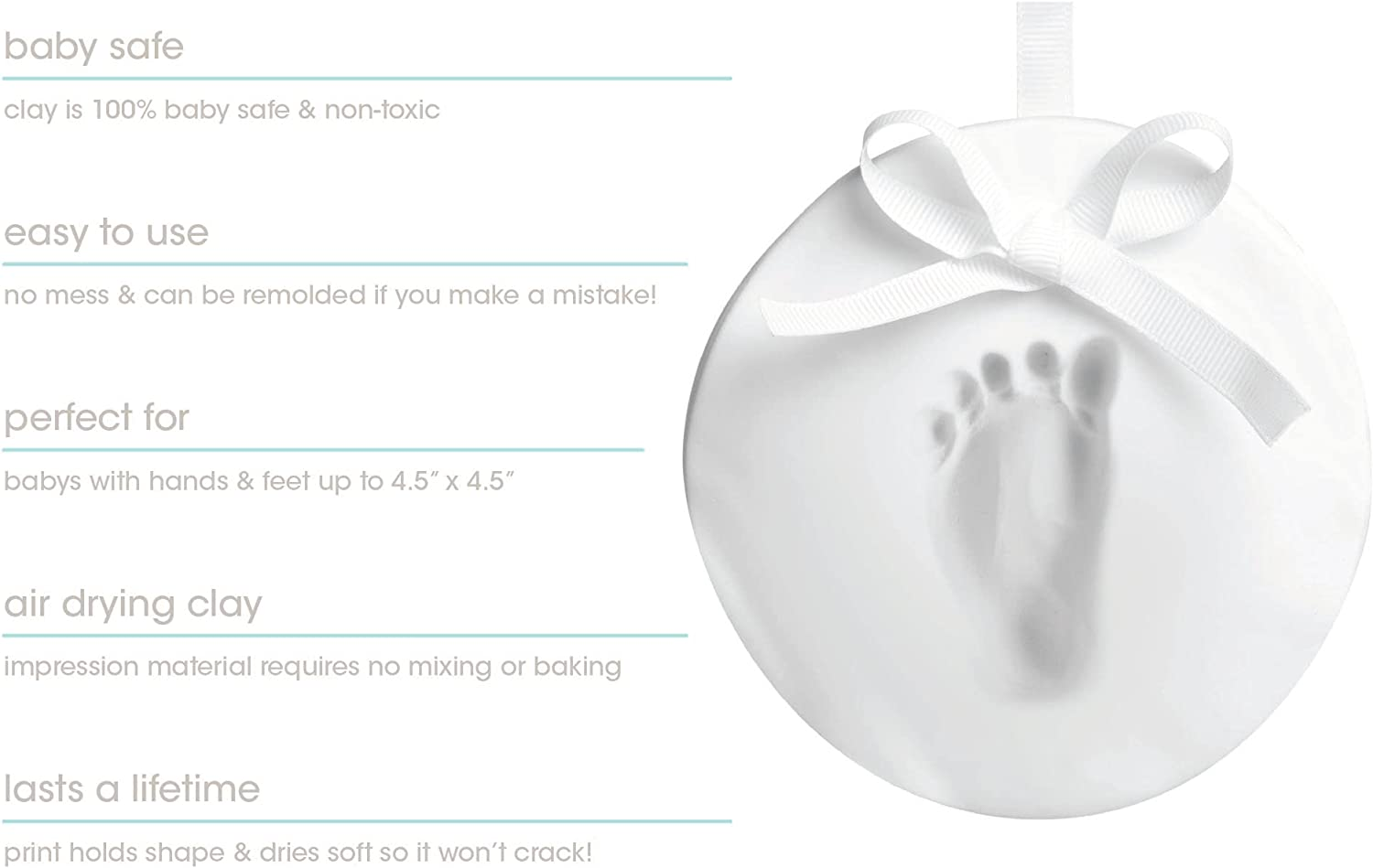 Tiny Ideas Baby'S Handprint or Footprint Christmas Ornament, Easy No-Bake Keepsake Kit, Creative New and Expecting Parents, Clay image number 6