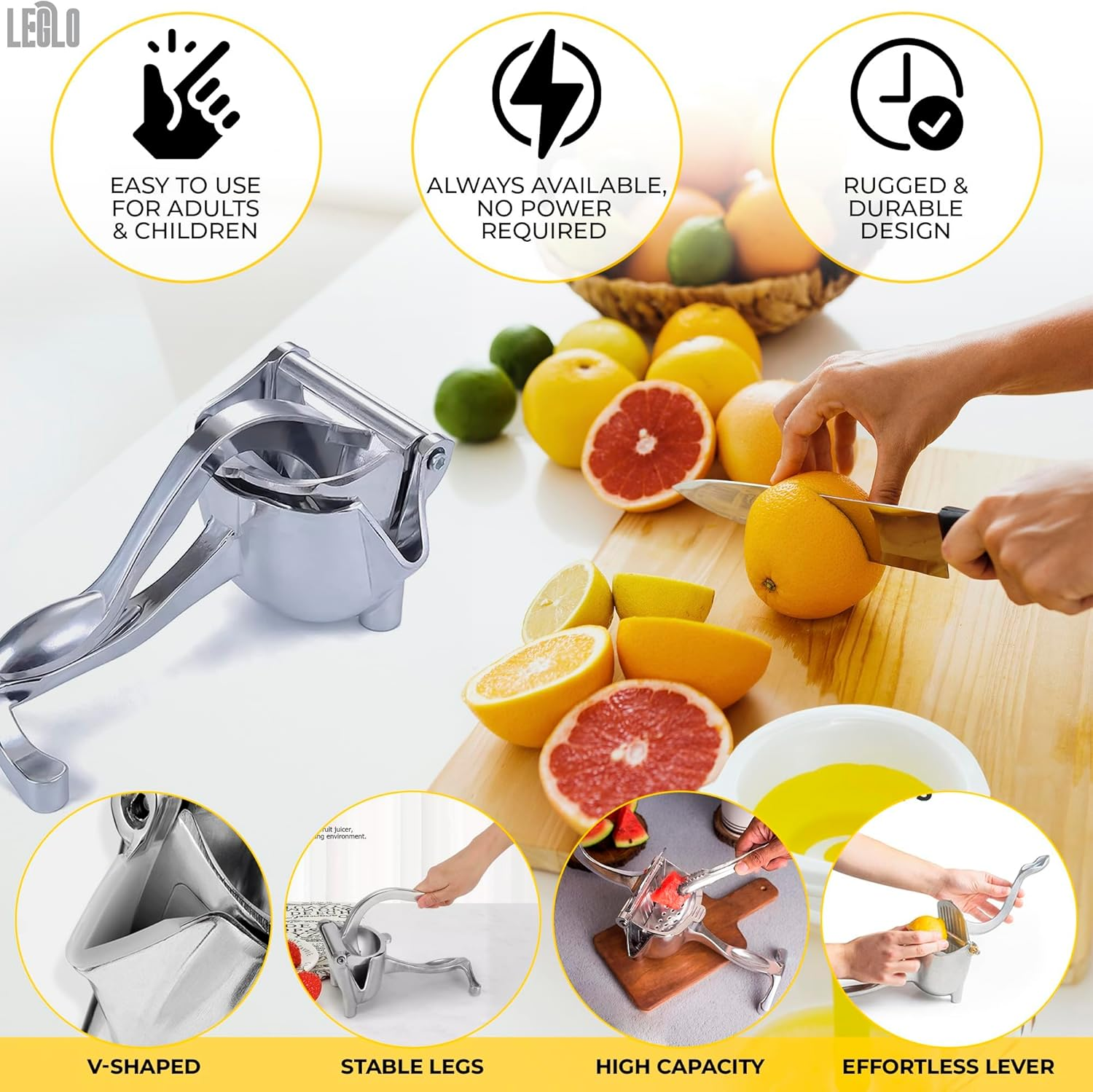 Hand Juicer Squeezer Pomegranate Juicer - Aluminum Manual Hand Press Juicer, Comfortable Ergonomic Grip for Efficient Juice Extraction of Pomegranates, Citrus, and Other Fruits | Durable, Compact image number 1