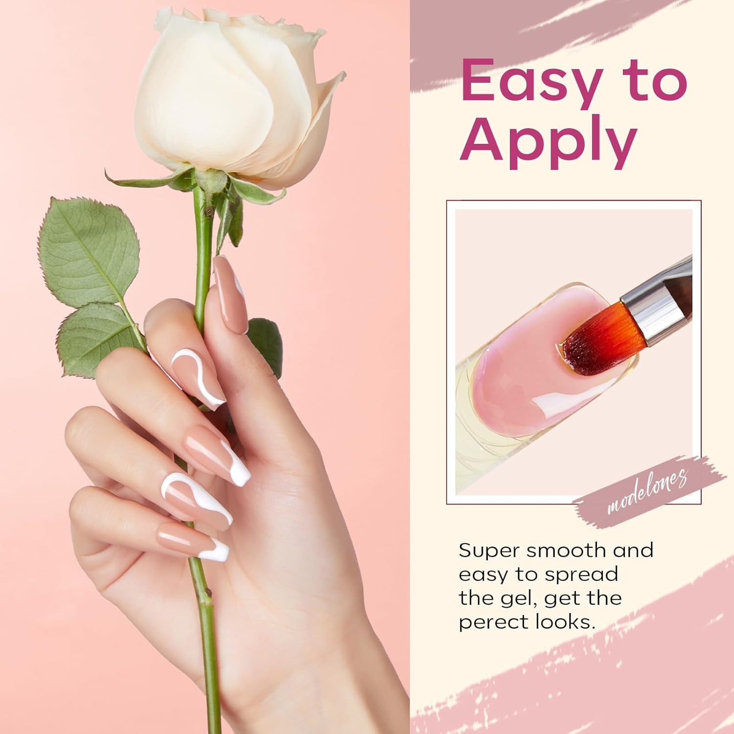 Modelones Poly Extension Gel Kit for Nail, 12 Colors Pink Glitter Nude Tones Poly Nail Gel Set French Manicure DIY Design Nail Art Home Salon Gifts image number 6