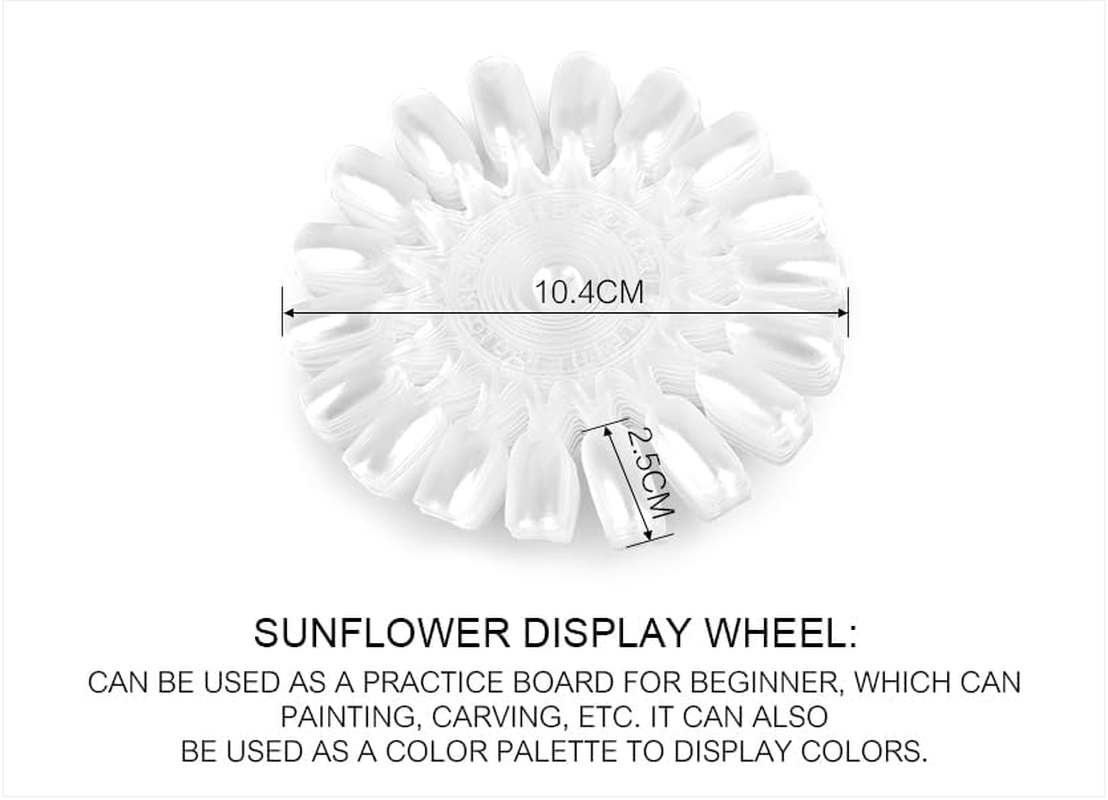 KADS 180Pcs False Nail Flower Wheel Nail Swatch Tips Nail Color Display Tips Gel Polish Acrylic Nail Sample Sticks Nail Art Practice Training Cards Nail Salon & Home Manicure Accessories