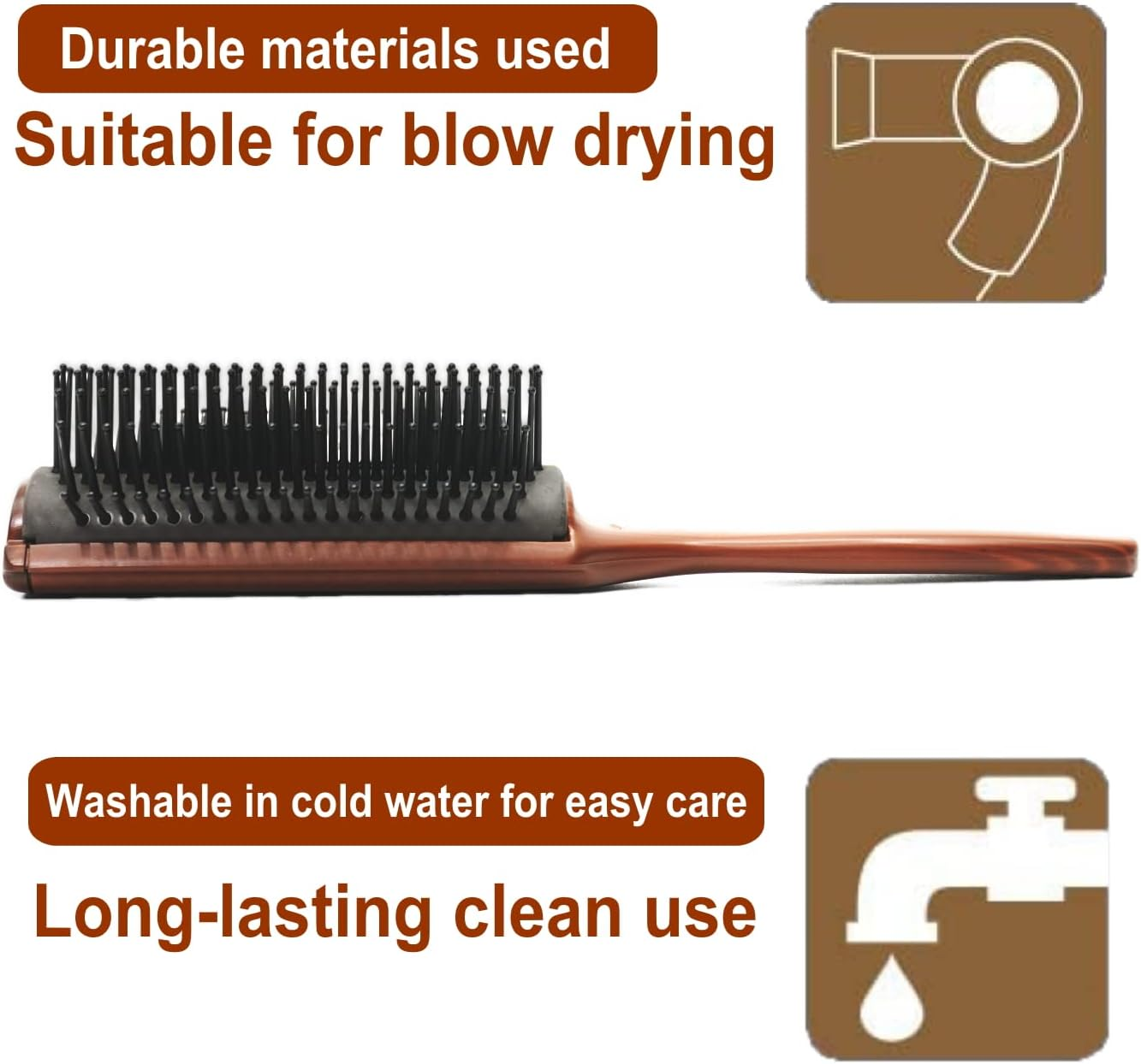 Vess C-2000 Professional Hair Brush Tourmaline Ceramic 9 Row round Tip Curved Pad Anti-Static Natural Rubber Specialized Pin Structure image number 2