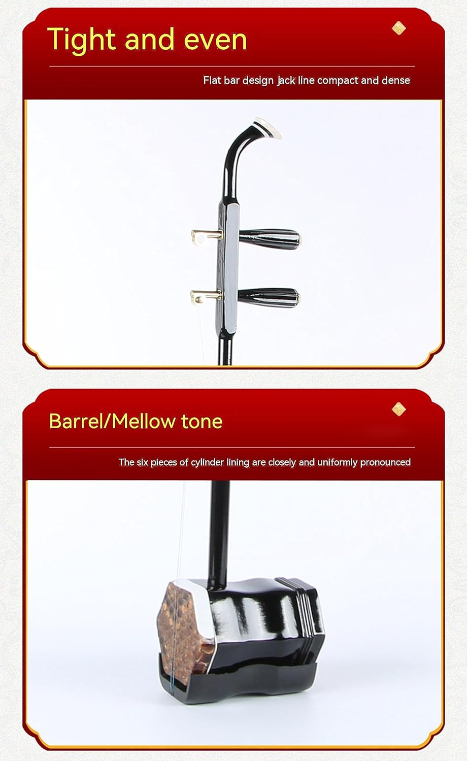 Mocrcrel Chinese Erhu Instrument for Beginner Entry Level,Erhu Chinese 2-String Violin Fiddle Musical Instrument 32 Inches (Color Wood)