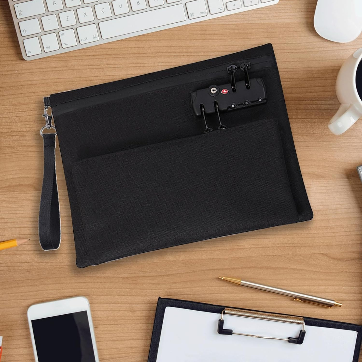 Lockable Money Bag - Accessories Pouch,Fashion Double-Layer Locked Wallet for Cash Bank Men Women Notary Supplies Secure Document Organization image number 2