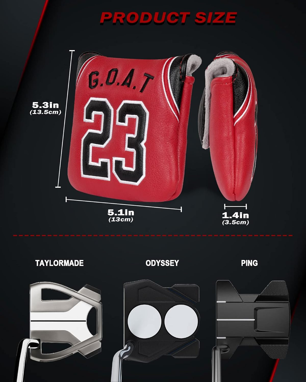 Golf Headcovers Red No.23 Golf Head Covers, 460Cc Driver Head Covers for Golf Clubs, Jersey Golf Headcovers Fairway Woods and Hybrid Fit Taylormade Callaway W/ # Tags image number 4