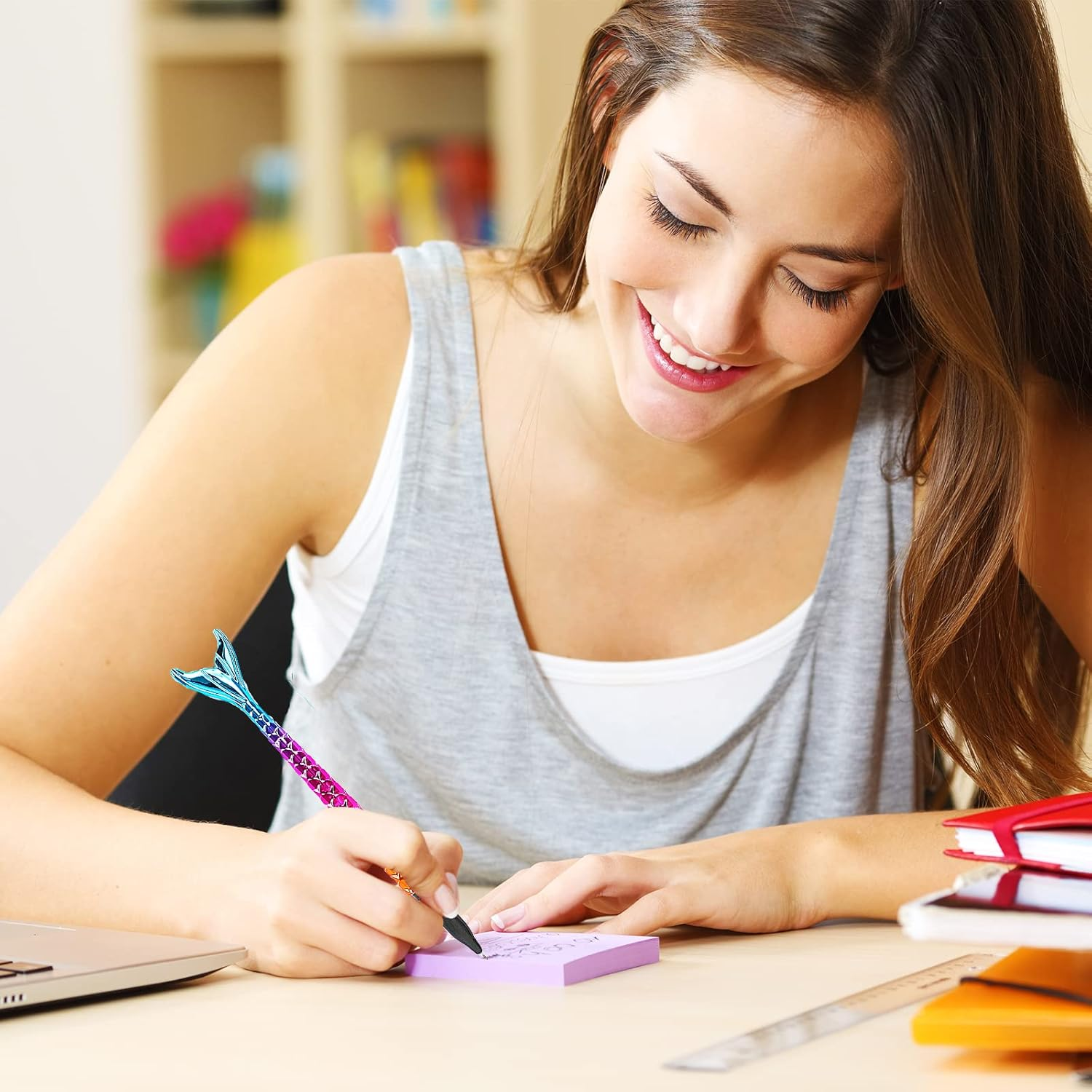 10 PCS Fish Pen, Gel Ink Pens, Rolling Ball Gel Pens Ballpoint Pens, Mermaid Shaped Pens, Fashion Cute Fish-Shaped Pen, School Office Home Party Gift Decor image number 1