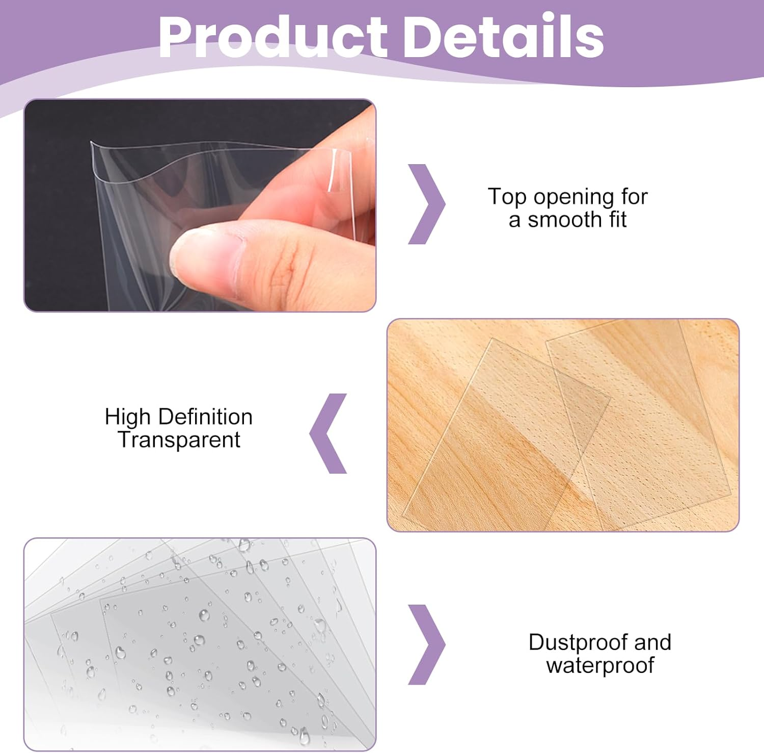 200 Pcs Clear Card Sleeves Standard Size, 66X91Mm Ultra Transparent Protectors for Trading Cards MTG Board Game & Collectibles Storage image number 1