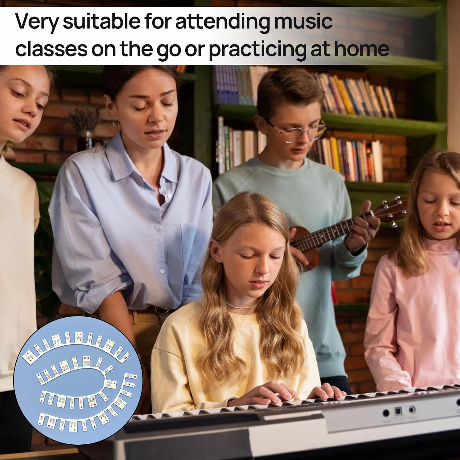 Piano Keyboard Stickers, Piano Stickers, Piano Stickers for Beginners, Removable Piano Notes Guide for Beginner, 61/88 Key Piano Keyboard Note Labels, No Need Stickers Reusable (Rainbow)