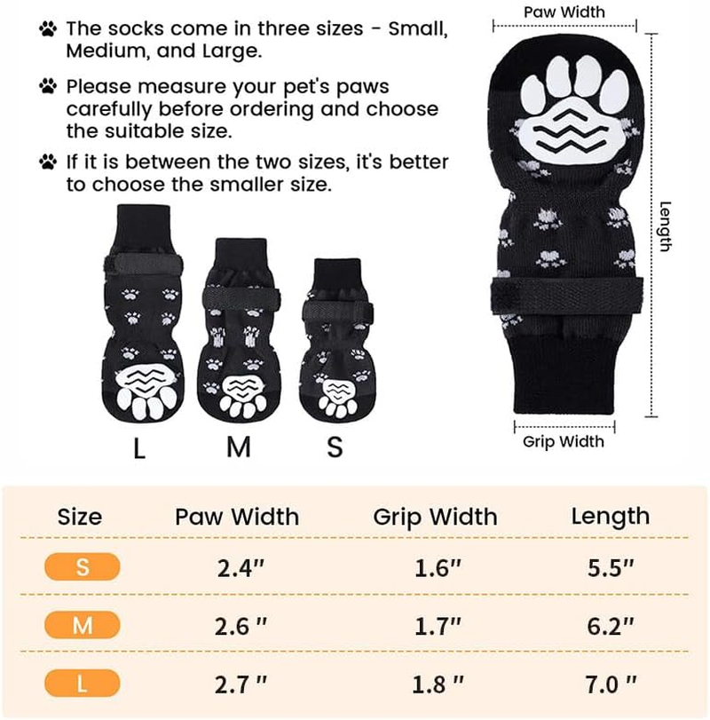 Anti-Slip Dog Socks,Dog Shoes for Hot/Cold Pavement,Paw Protectors with Grips 2 Pairs for Puppy Small Medium Large Senior Old Dogs,Dog Socks to Prevent Licking and Hardwood Floor Protection (Black, M) image number 2