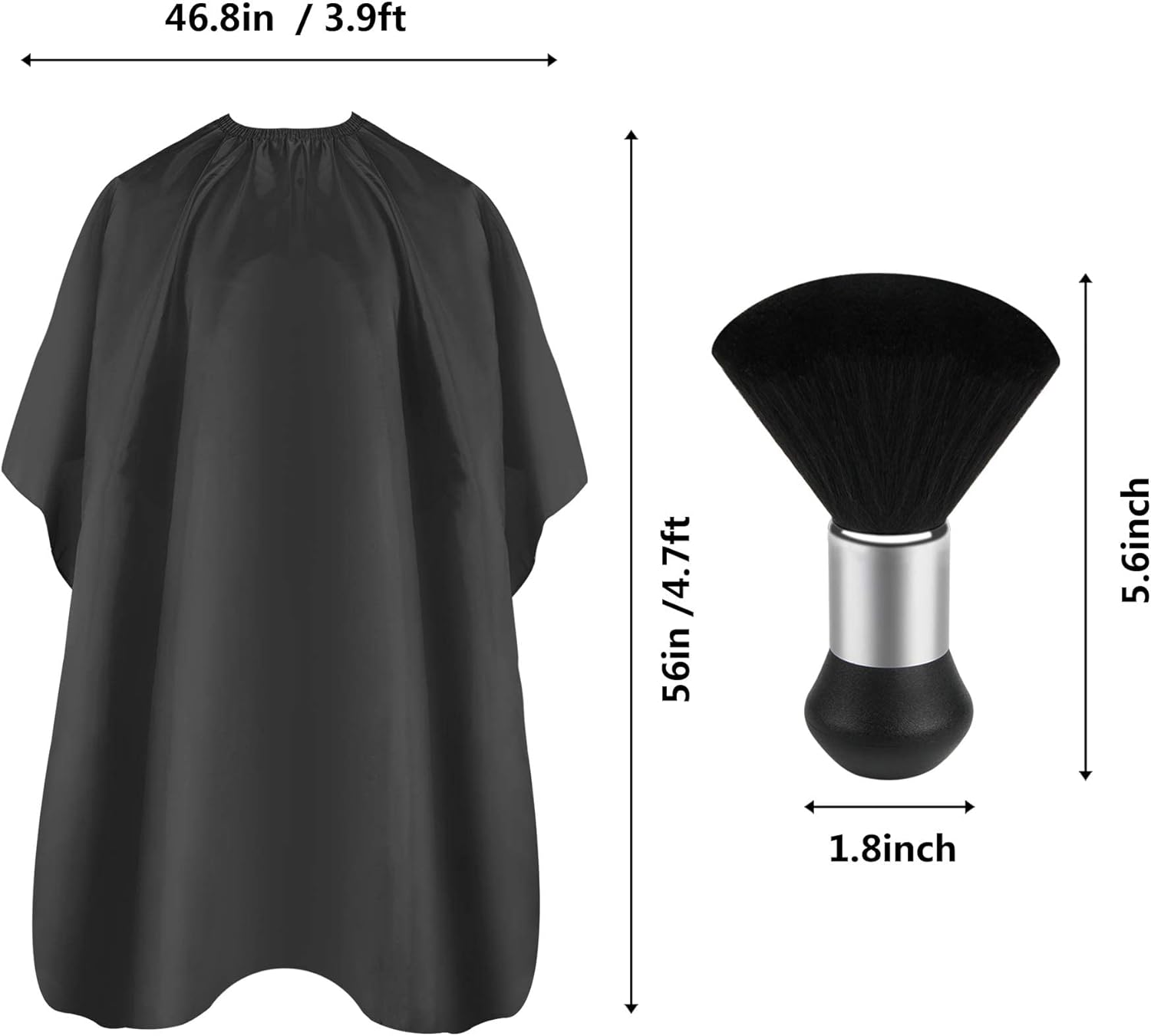 FEBSNOW Professional Hair Cutting Cape with Neck Duster Brush, Salon Barber Cape, Hair Cutting Accessories (Black) image number 2