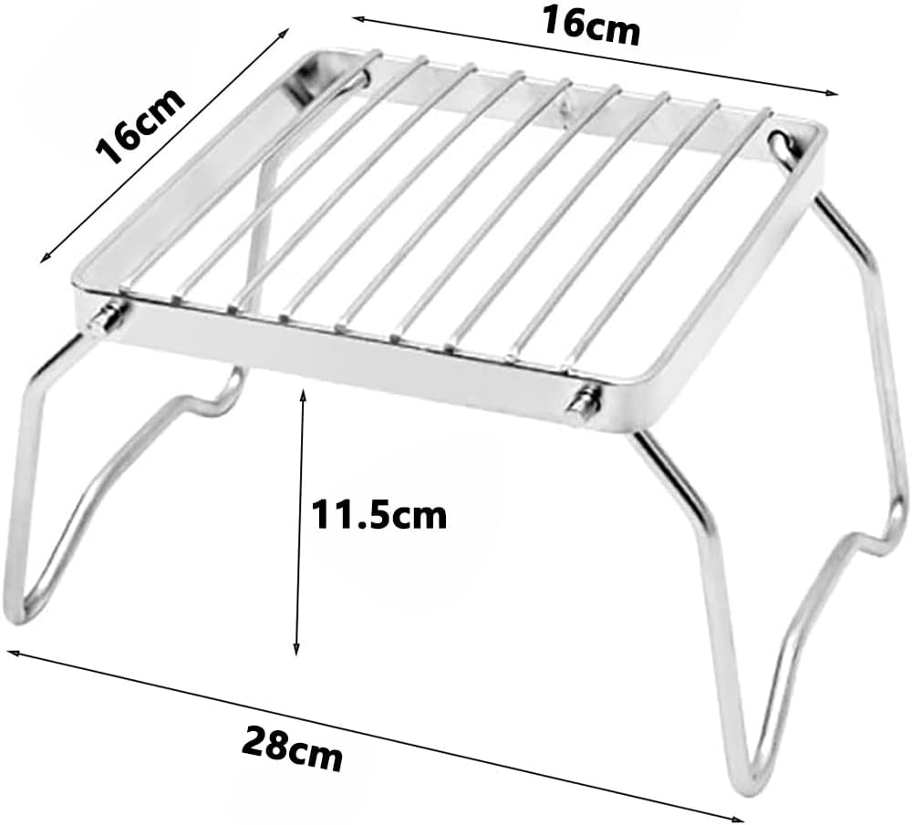 Folding Campfire Grill, Open Fire Grill Grid, Camp Grill with Foldable Legs, Stainless Steel Grill Grate for Outdoor Traveling, Backpacking, Hiking, Picnics