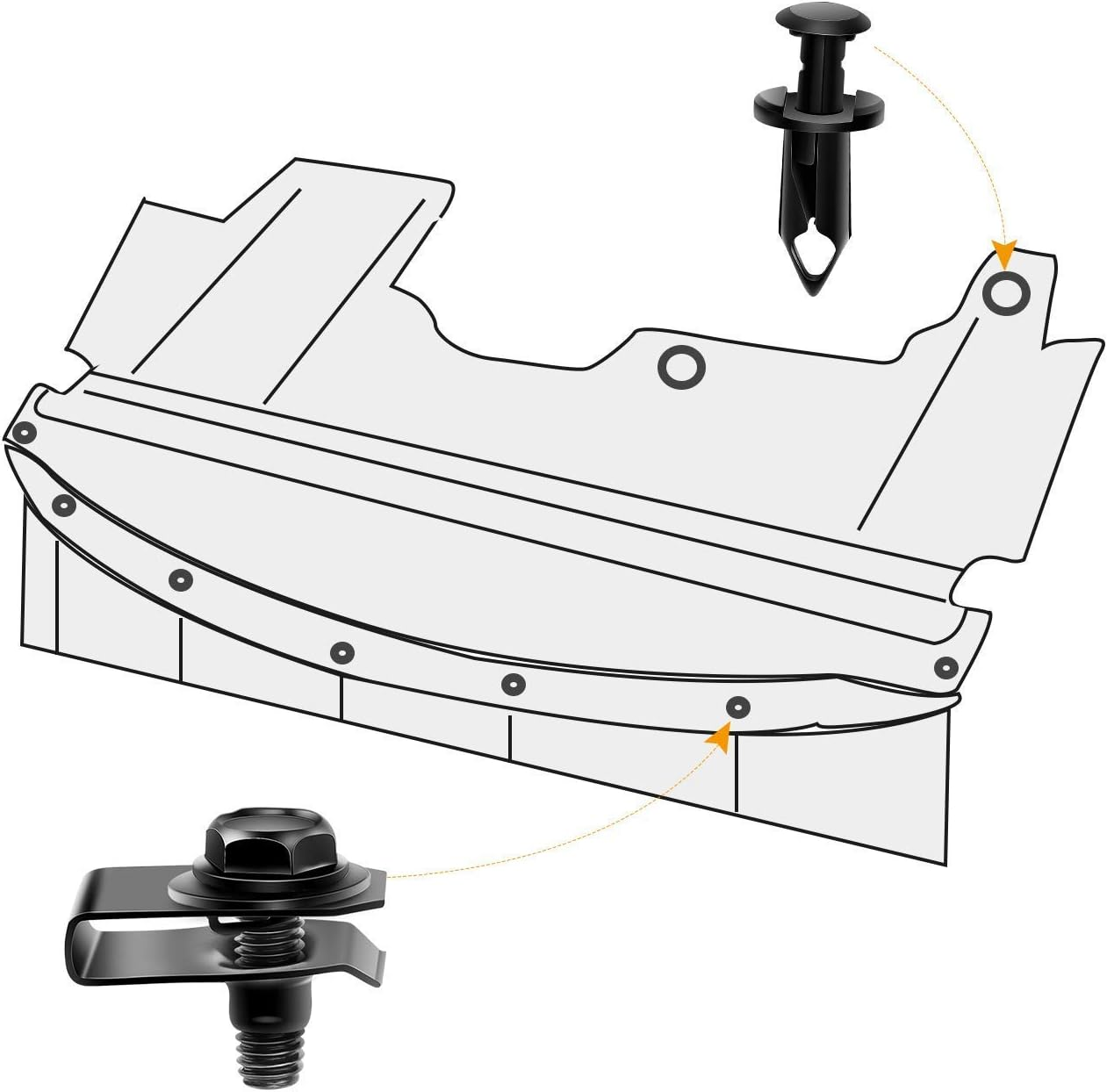GOOACC GRC-70 35PCS Engine under Cover Splash Shield Guard Body Bolts Bumper Fender Liner Push Retainer Fastener Rivet Clips, Black