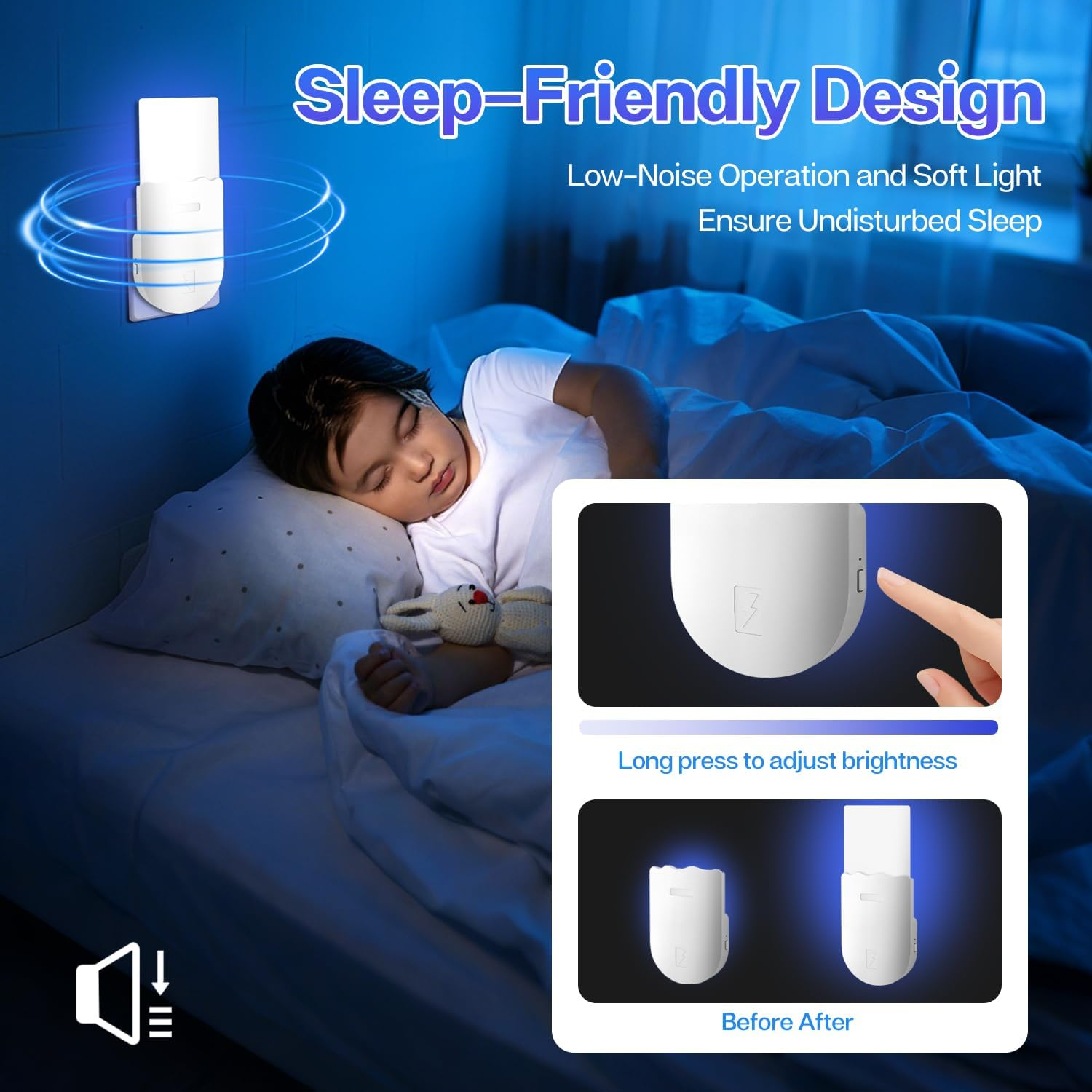 Necomi Flying Insect Trap, 2-In-1 Plug-In Mosquito Killer, with Nighttime UV Light Capture Flies, Adjustable Brightness, Suitable for Flies, Fruit Flies, and Moths, 1 Device + 5 Adhesive Cards (1PCS image number 5