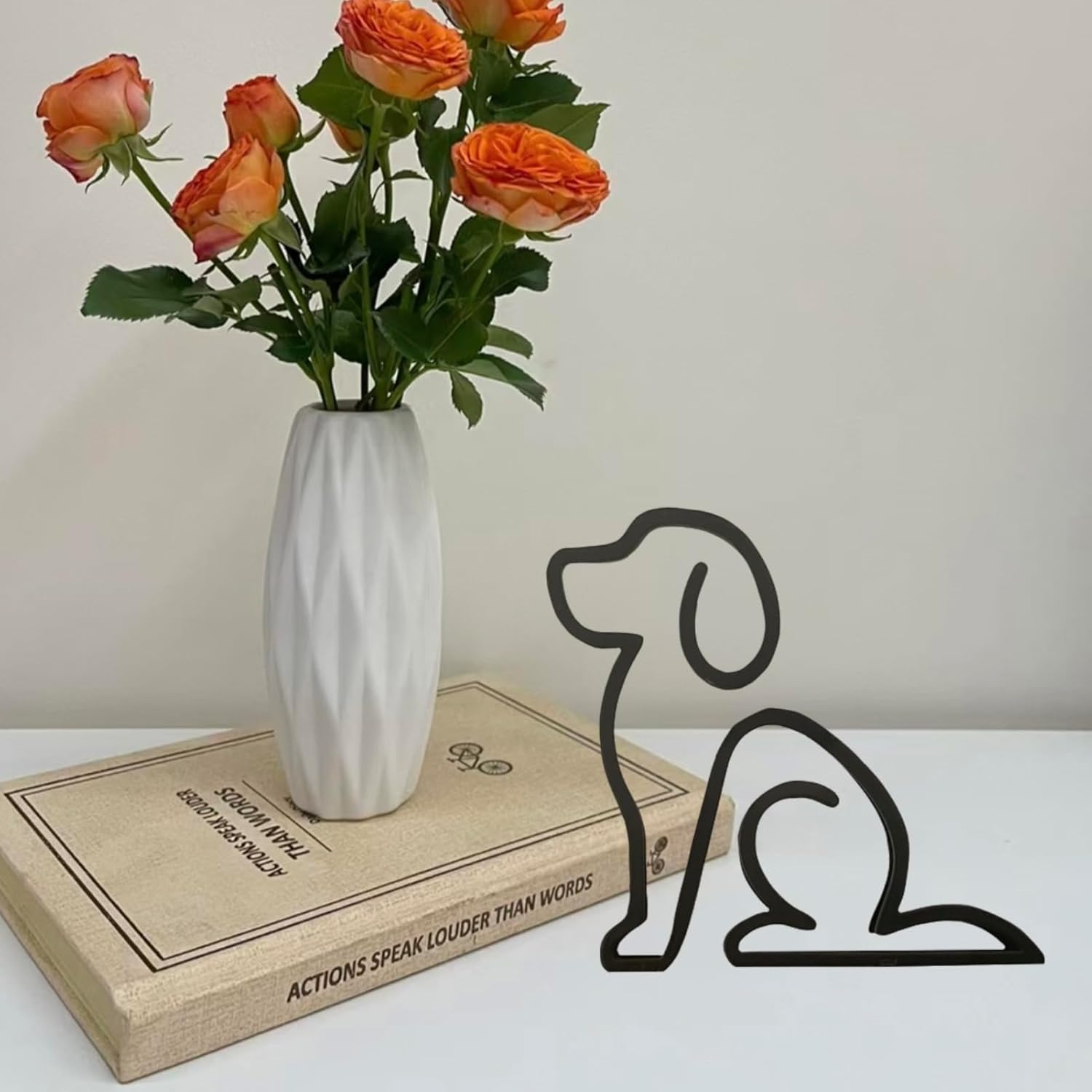 TTYGRHQ Metal Wire Dog Wall Art Sculpture, Minimalist Abstract Design, Black Geometric Home Decor image number 5