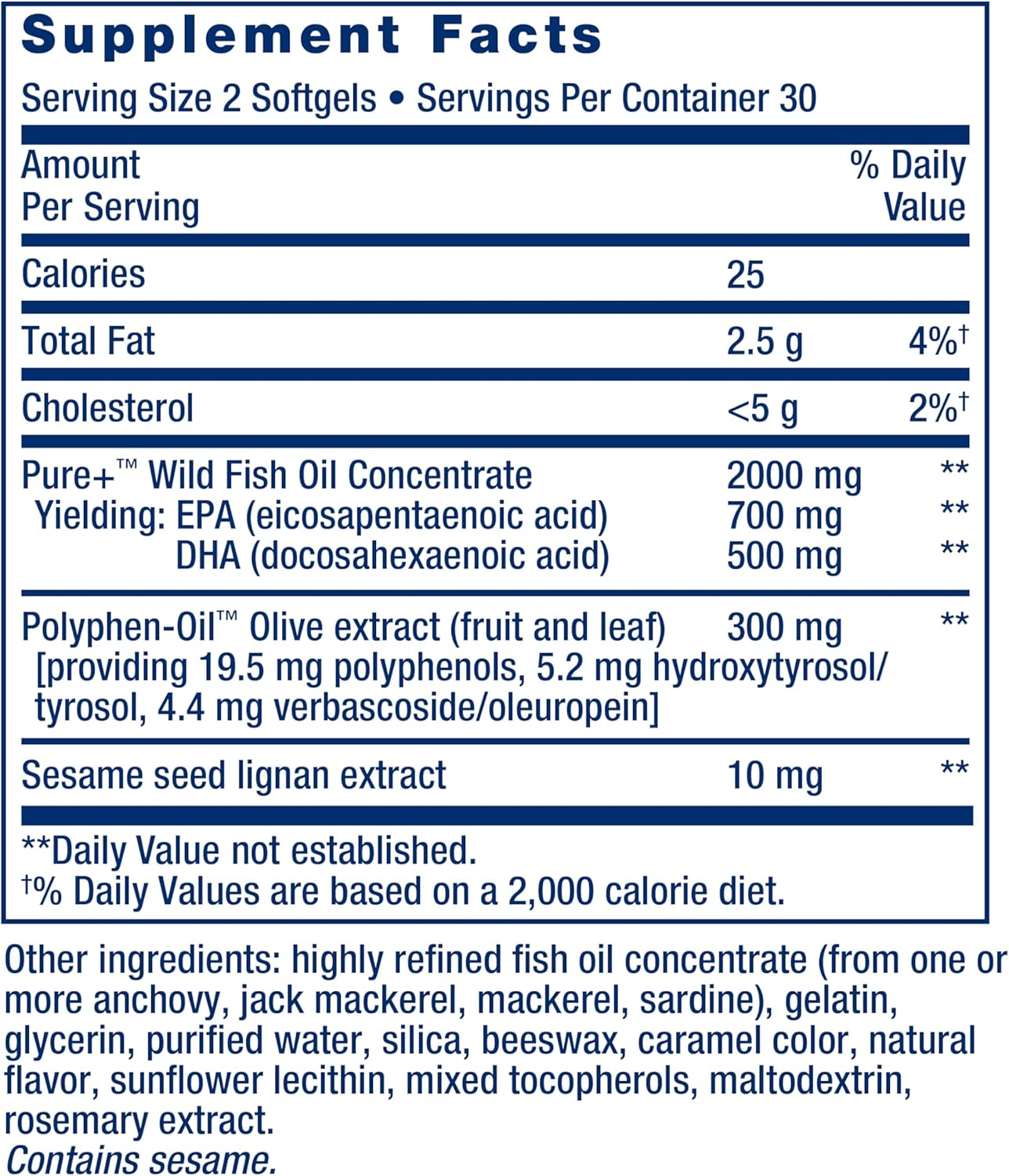 Life Extension Super Omega-3 EPA/DHA Withsesame Ligans and Olive Extract Softgels, 60 Count image number 3