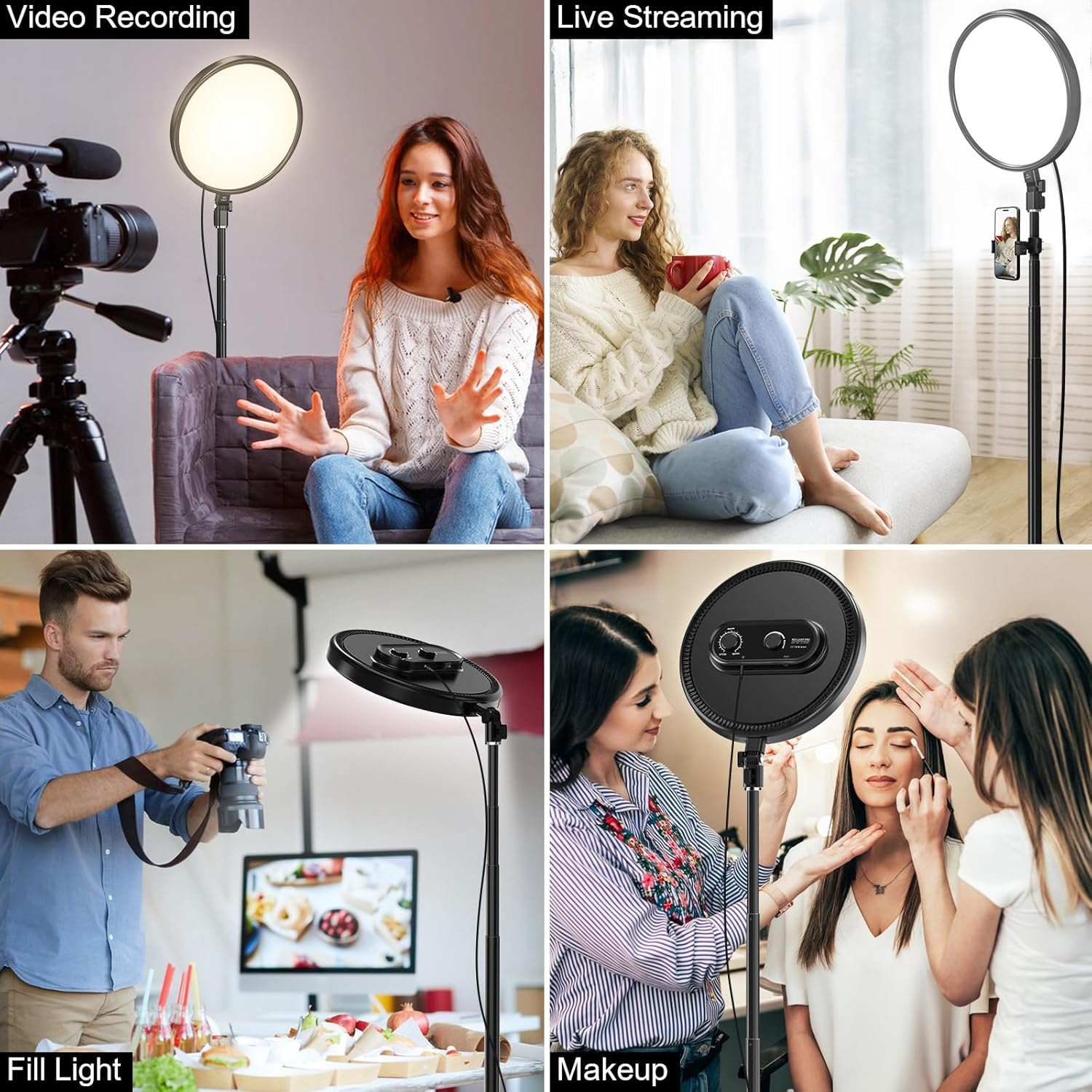 13"/33Cm Large Full-Screen Ring Light with Remote, 6500K Dimmable Professional LED Photography Light and Phone Holder Kit, 200Cm Light Stand for Photography/Video Recording/Tiktok/Youtube image number 1