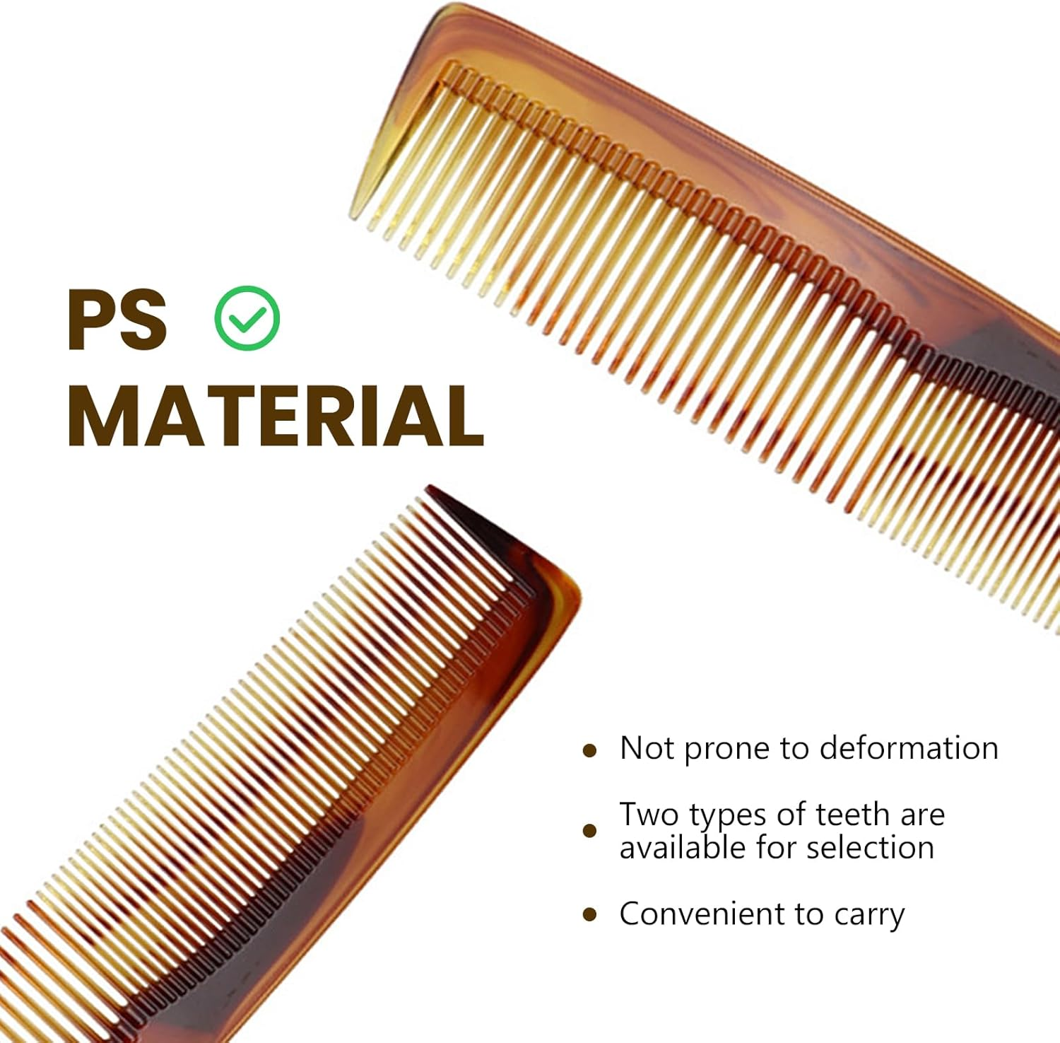 Agwenkui Tortoise Shell Comb, Mens Pocket Sized Hair Comb to Detangle and Style Long or Short - Hair Comb Beard Comb Mens Comb with Two Teeth Widths for Styling and Scalp Stimulation (1) image number 3