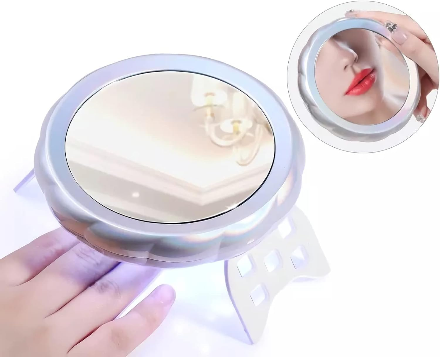 Mini Led Nail Lamp - 2 in 1 LED Nail Lamp and Make up Mirror for Gel Nails Portable Nail Dryer for Nail Extension Travel Manicure Home DIY image number 3