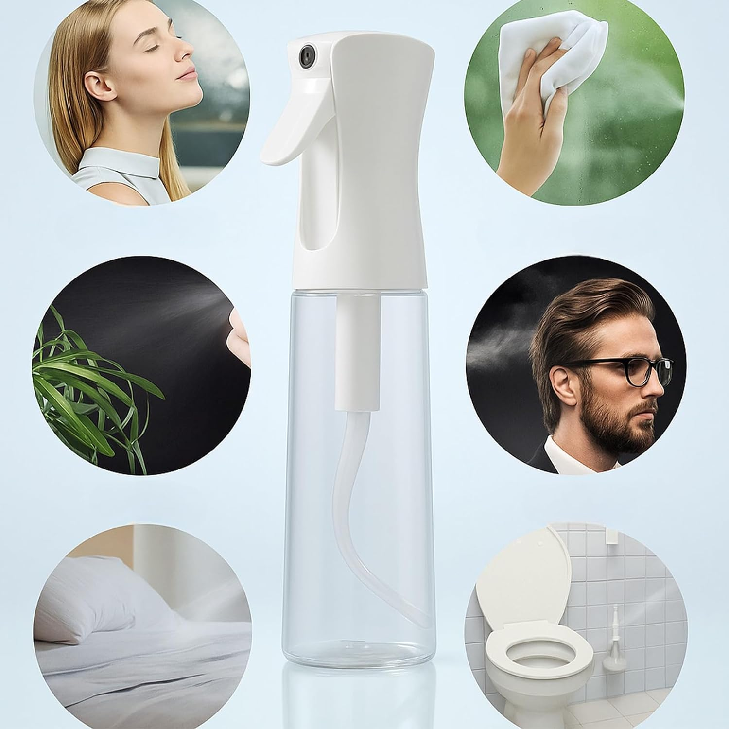 2 PCS Spray Bottles, 360-Degree Fine Mist Water Sprayer, 300Ml Moisturizing Spray Bottle, for Salon and Home Use-Fengea image number 2