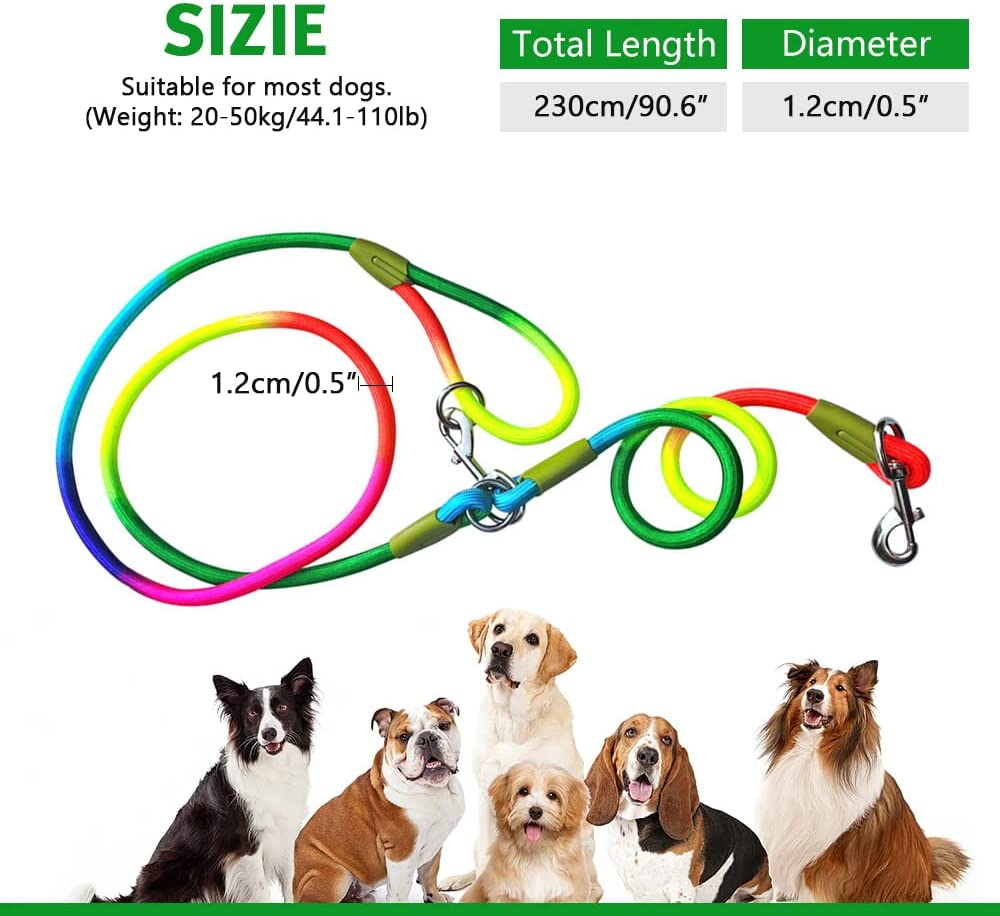 Hands Free Dog Leash Waist & Crossbody Rope with Slip Lead Durable for 2 Dogs Nylon Reflective Heavy Duty Hiking Bungee Leash for Small Large Dogs (Black) image number 2