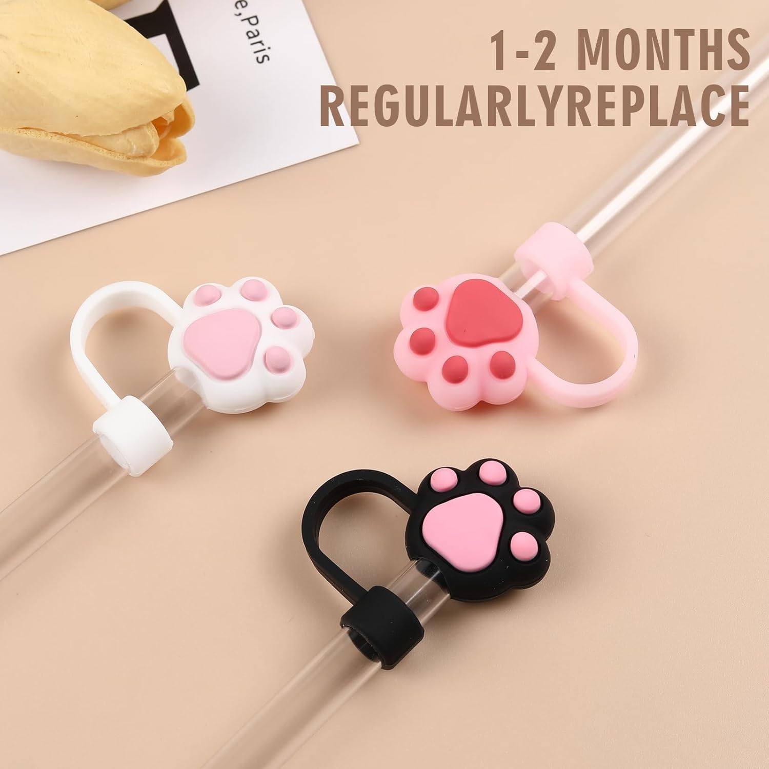 8Pcs Straw Cover Cap for Stanley Cup, Silicone Straw Topper Compatible with Stanley 30&40 Oz Tumbler with Handle(Bear) image number 2