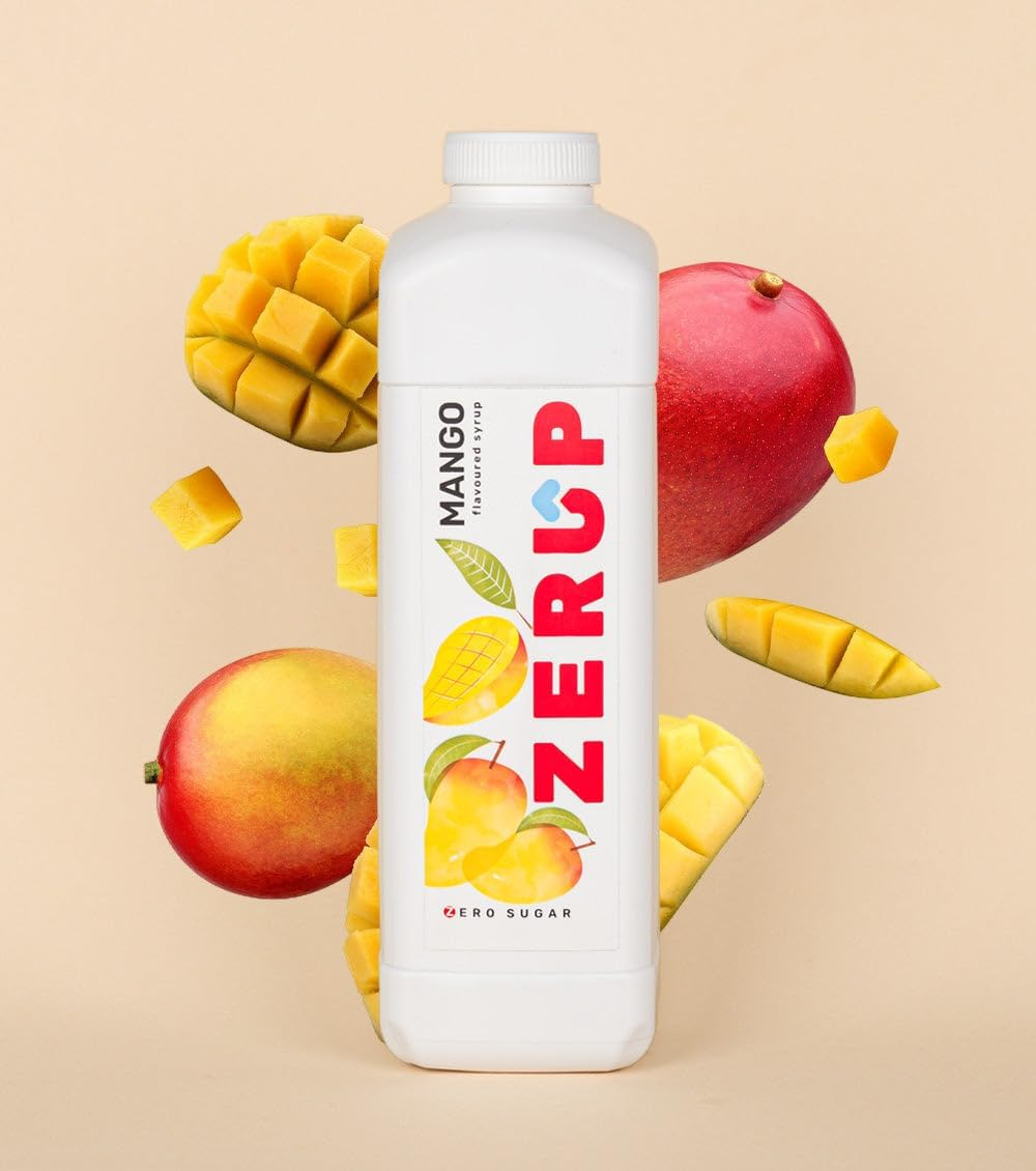 Zerup Zero Sugar Mango Flavoured Syrup 1L Bottles, Sugar Free Syrup, Mango Flavour Drink Mix, Low Calorie Flavourings for Milk Shakes, Cocktails, Teas, Gluten Free, Keto Friendly, Halal image number 3
