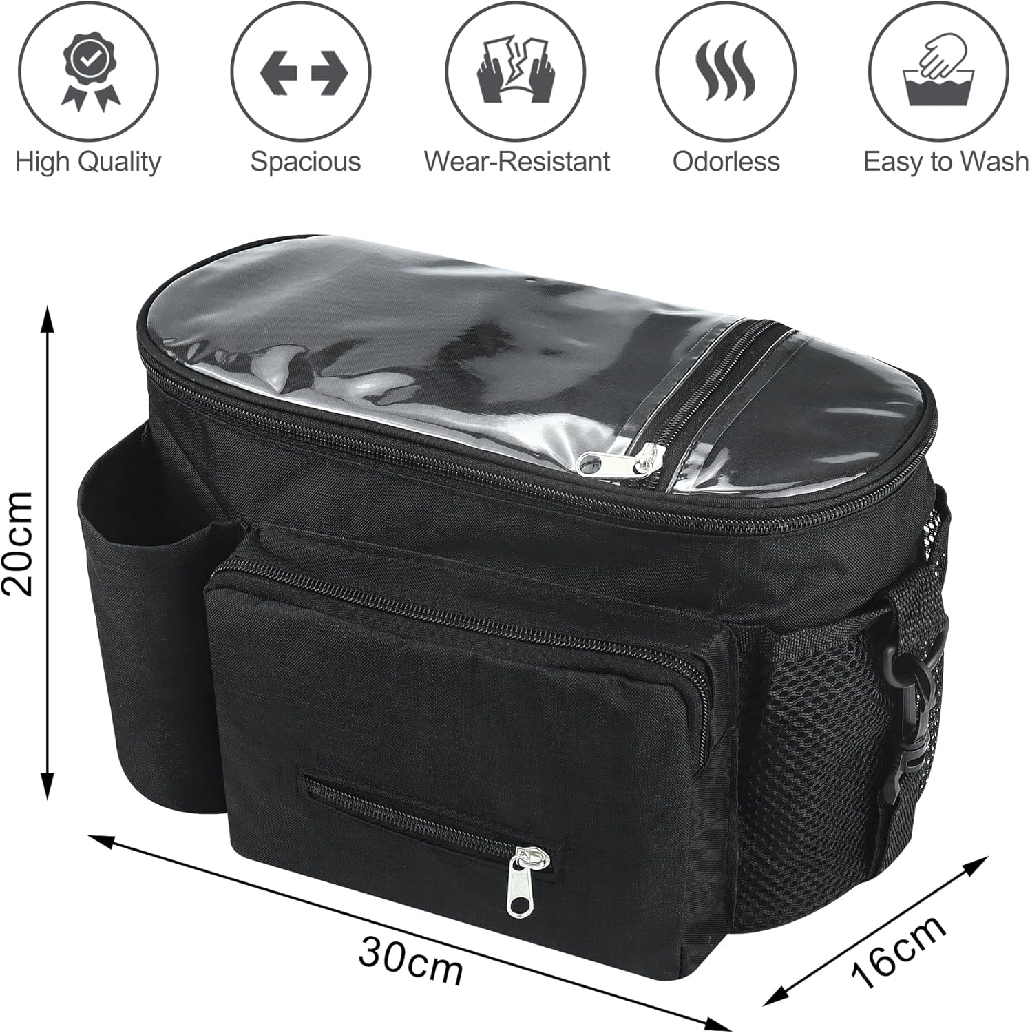 Upgraded Pram Organiser with Touch Screen Phone Pocket Buggy Bag Universal Mummy Baby Pram Bags Cup Holders Shoulder Strap Waterproof Pushchair Bag Handbag Backbag Pram Accessories image number 5