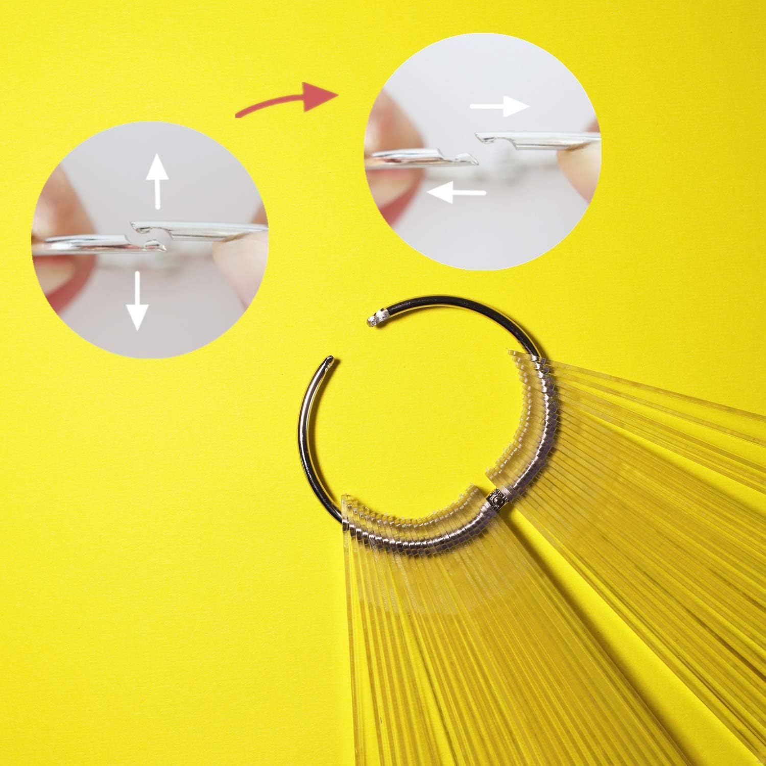 WOKIRO Pack of 50 Nail Display with Ring and Number Stickers 1-50, Presentation Tips Nails, Pattern Tips for Nails, Almond Practice Tips for Nail Colour Display, Nail Art Nail Tips (Transparent)